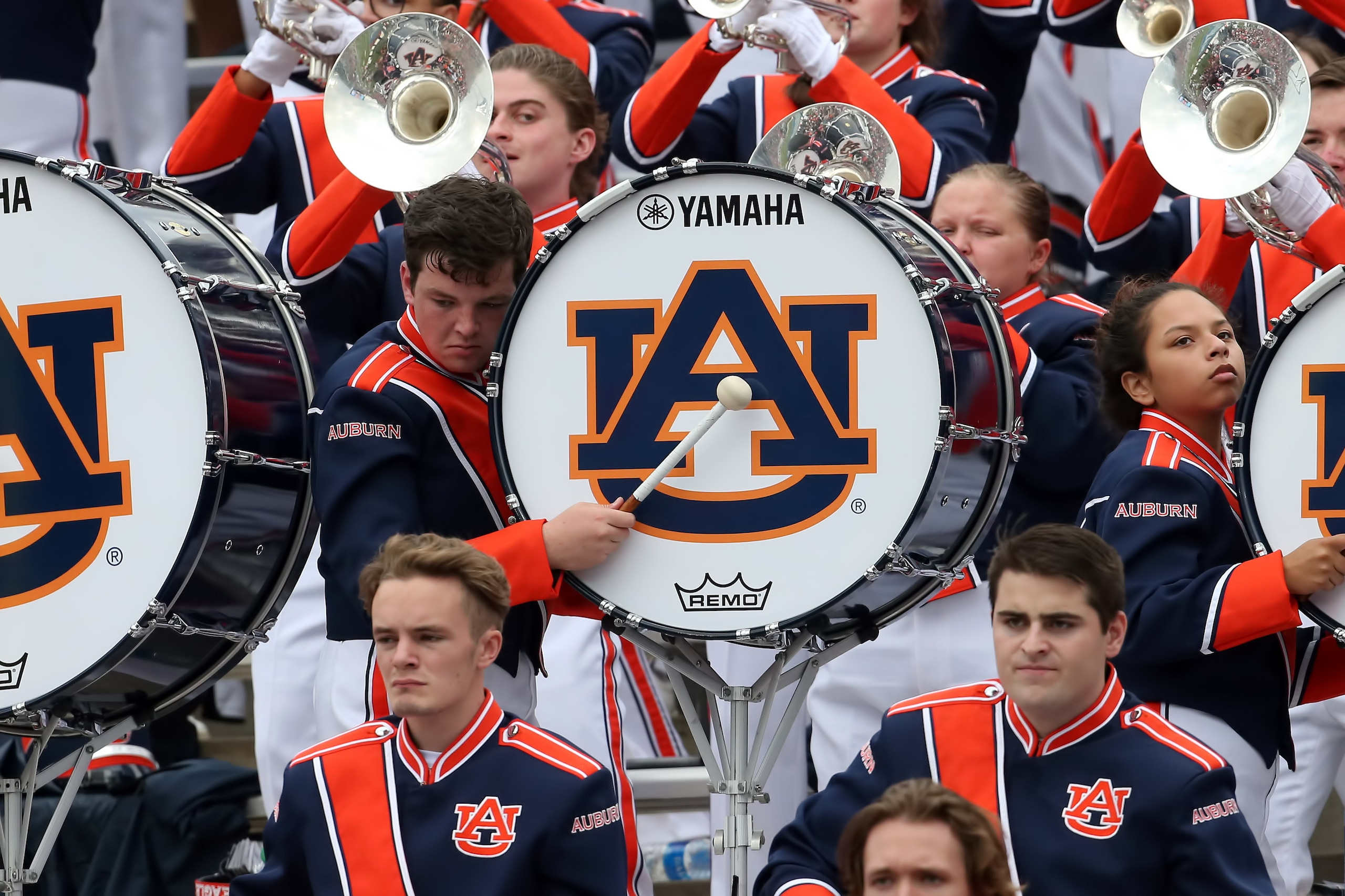 BIRMINGHAM, AL - DECEMBER 28: A view of the Auburn logo on a drum during TicketSmarter Birmingham Bowl between the Houston Cougars and the Auburn Tigers on December 28, 2021 at Protective Stadium in Birmingham, Alabama. (Photo by Michael Wade/Icon Sportswire via Getty Images) BIRMINGHAM, AL - DECEMBER 28: A view of the Auburn logo on a drum during TicketSmarter Birmingham Bowl between the Houston Cougars and the Auburn Tigers on December 28, 2021 at Protective Stadium in Birmingham, Alabama. (Photo by Michael Wade/Icon Sportswire via Getty Images)