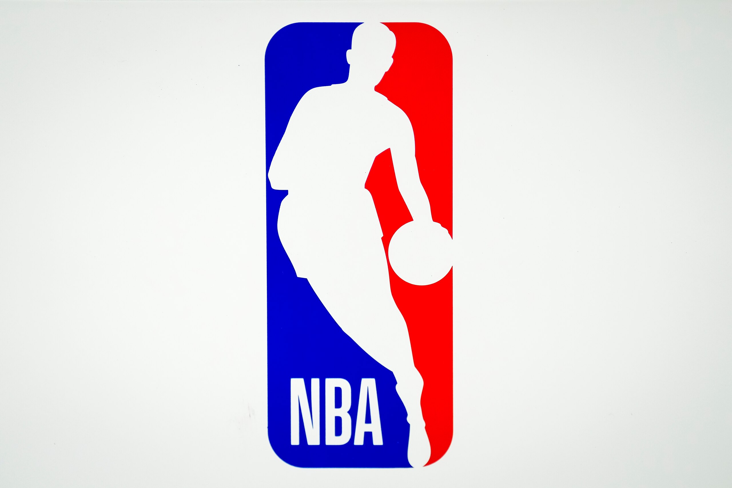 DETROIT, MICHIGAN - MARCH 23: The NBA logo is pictured before the game between the Detroit Pistons and Atlanta Hawks at Little Caesars Arena on March 23, 2022 in Detroit, Michigan. NOTE TO USER: User expressly acknowledges and agrees that, by downloading and or using this photograph, User is consenting to the terms and conditions of the Getty Images License Agreement. (Photo by Nic Antaya/Getty Images)