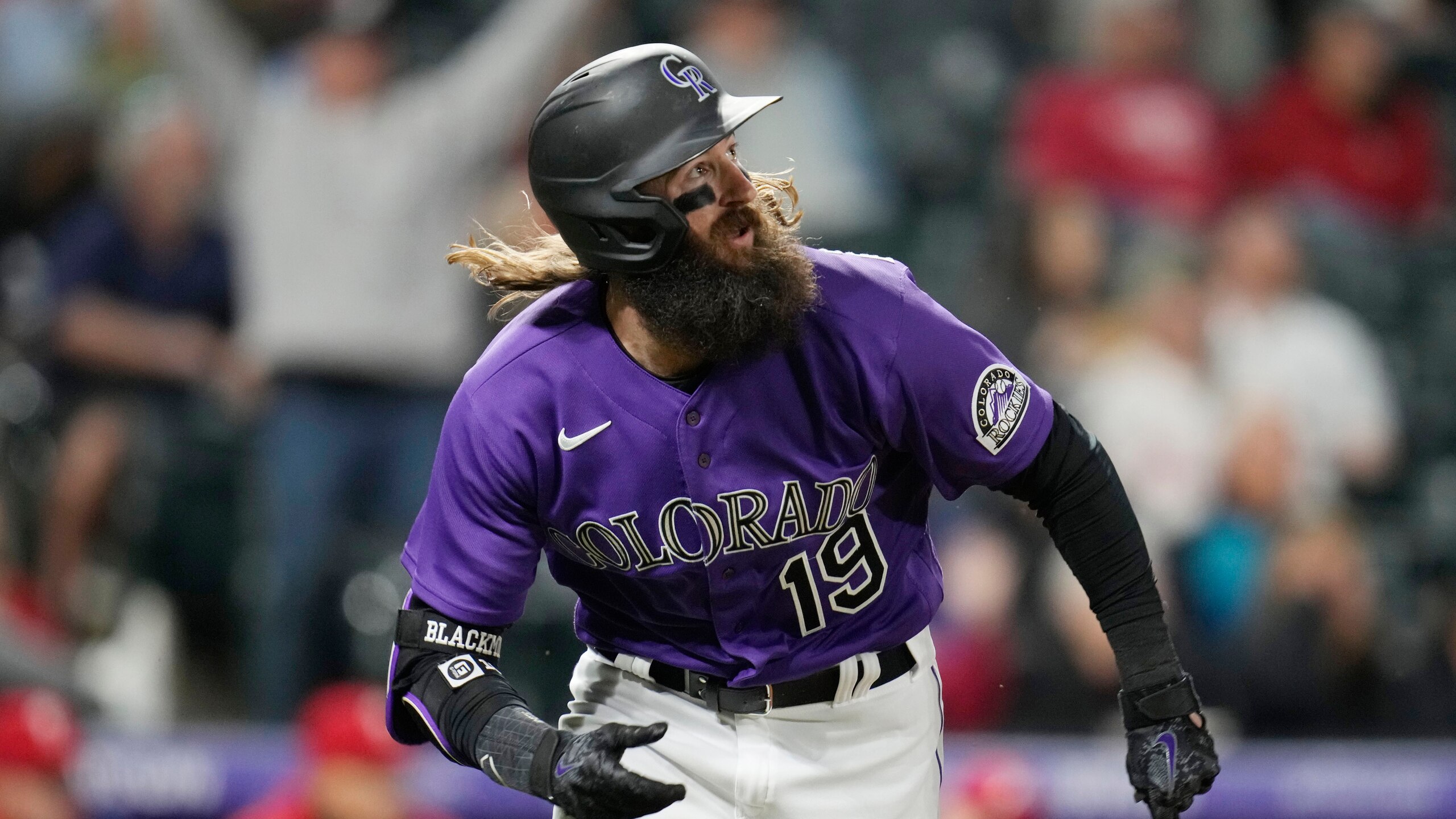 Colorado Rockies right fielder Charlie Blackmon (19) in the sixth inning of a baseball game Monday, April 18, 2022, in Denver. (AP Photo/David Zalubowski) Colorado Rockies right fielder Charlie Blackmon (19) in the sixth inning of a baseball game Monday, April 18, 2022, in Denver. (AP Photo/David Zalubowski)