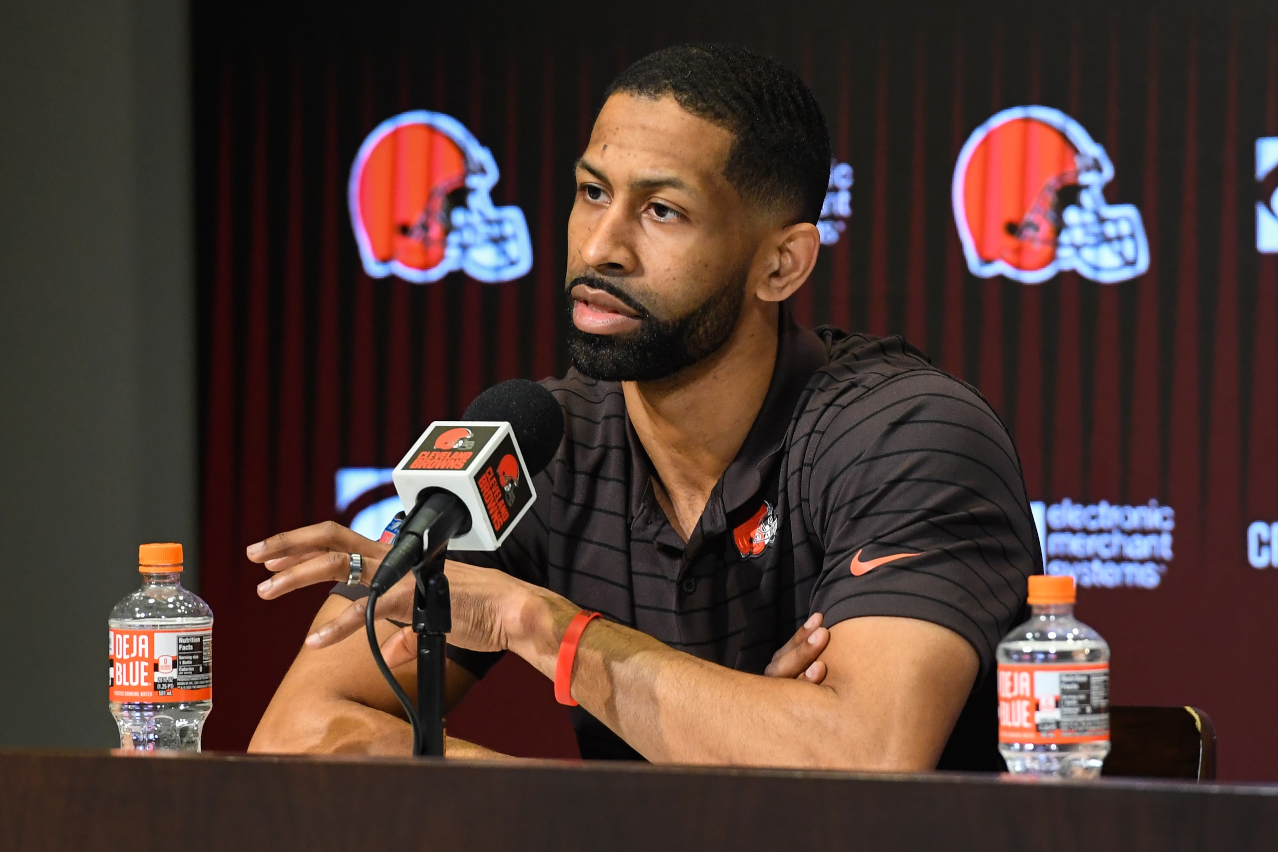 BEREA, OHIO - MARCH 25: Cleveland Browns general manager Andrew Berry speaks during a press conference at CrossCountry Mortgage Campus on March 25, 2022 in Berea, Ohio. (Photo by Nick Cammett/Getty Images) BEREA, OHIO - MARCH 25: Cleveland Browns general manager Andrew Berry speaks during a press conference at CrossCountry Mortgage Campus on March 25, 2022 in Berea, Ohio. (Photo by Nick Cammett/Getty Images)