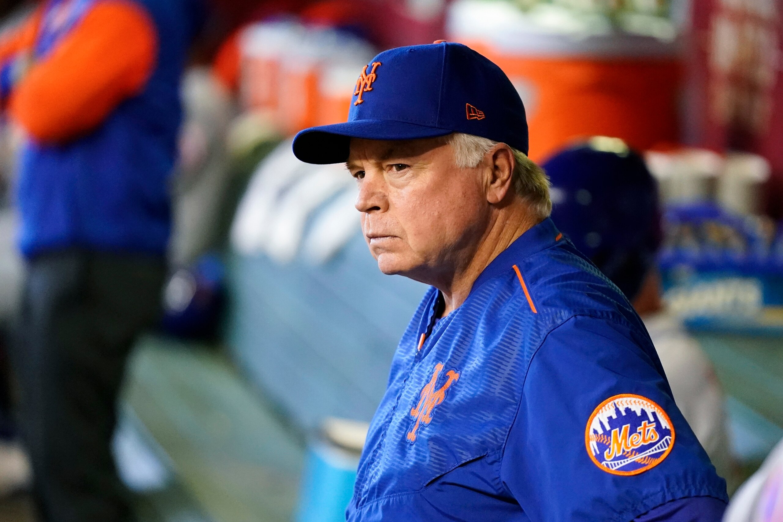 New York Mets manager Buck Showalter pauses in the dugout prior to a baseball game against the Arizona Diamondbacks Sunday, April 24, 2022, in Phoenix. (AP Photo/Ross D. Franklin) New York Mets manager Buck Showalter pauses in the dugout prior to a baseball game against the Arizona Diamondbacks Sunday, April 24, 2022, in Phoenix. (AP Photo/Ross D. Franklin)