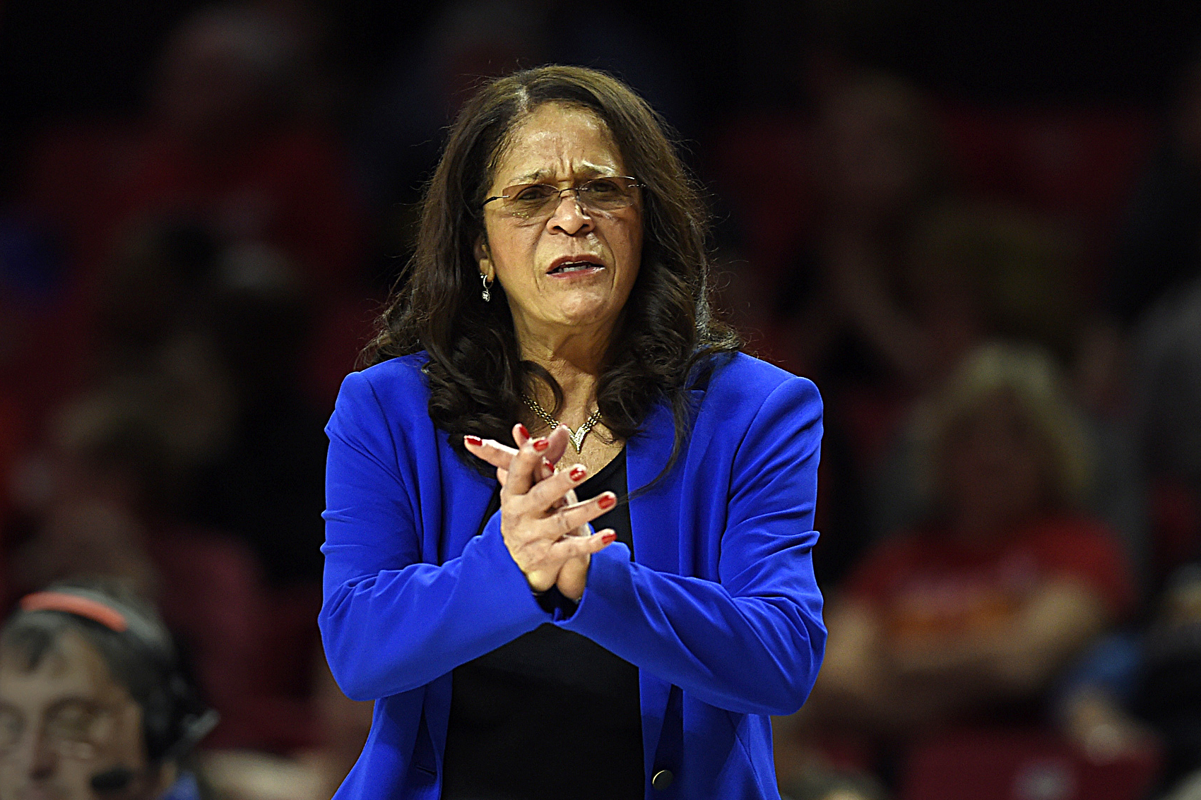 FILE - In this Dec. 31, 2018, file photo, Rutgers coach C. Vivian Stringer instructs her team during the first half of a NCAA basketball game against Maryland in College Park, Md. The Rutgers women's basketball team last played on Jan. 3 and has been on pause because of COVID-19 issues in the program for the past month. They'll finally play again on Sunday at home against Nebraska. Ironically, that was the Scarlet Knights' last opponent before being shutdown. (AP Photo/Gail Burton, File)
