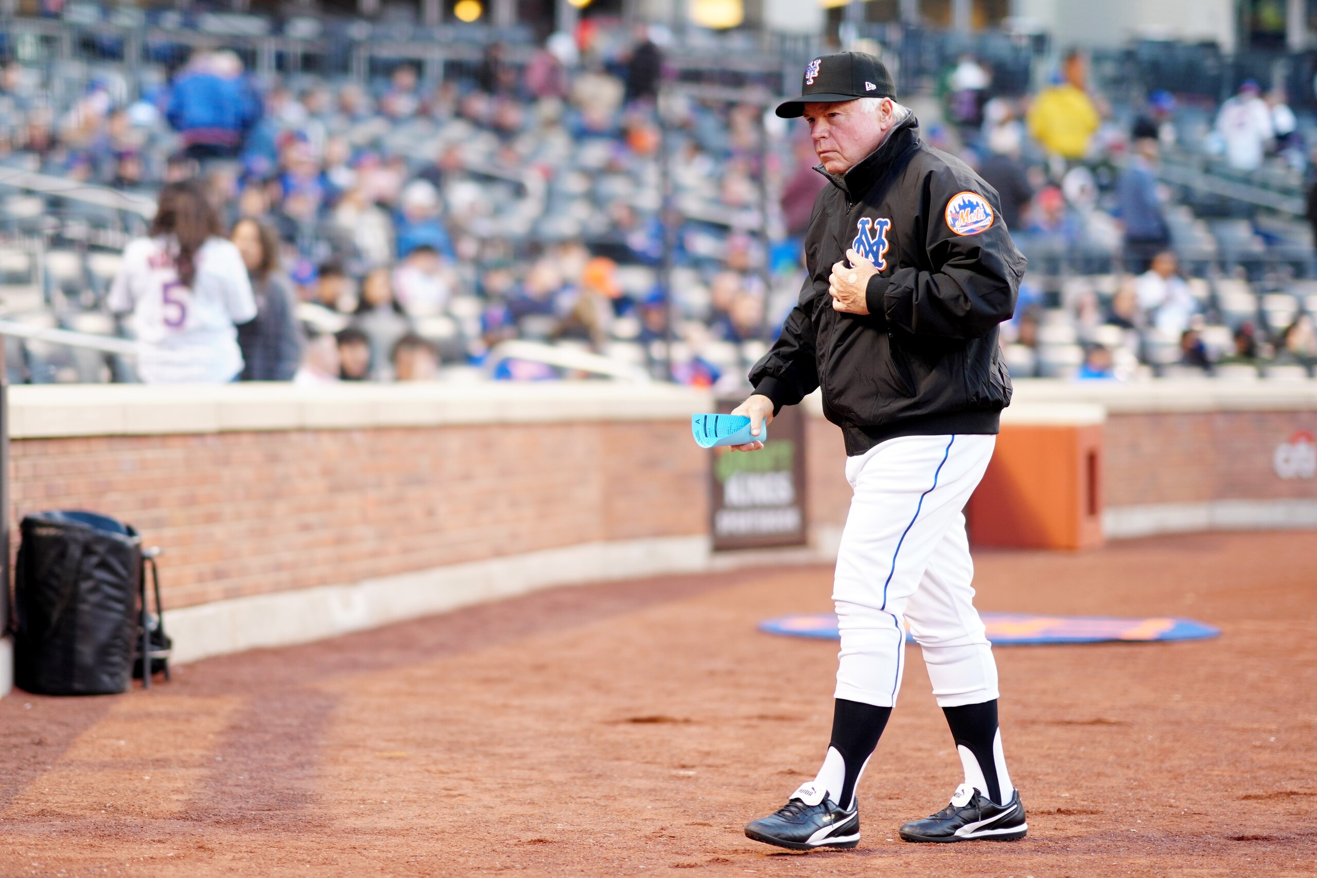 NEW YORK, NY - APRIL 29:  Manager Buck Showalter #11 of the New York Mets walks to the dugout prior to the game between the Philadelphia Phillies and the New York Mets at Citi Field on Friday, April 29, 2022 in New York, New York. (Photo by Daniel Shirey/MLB Photos via Getty Images)