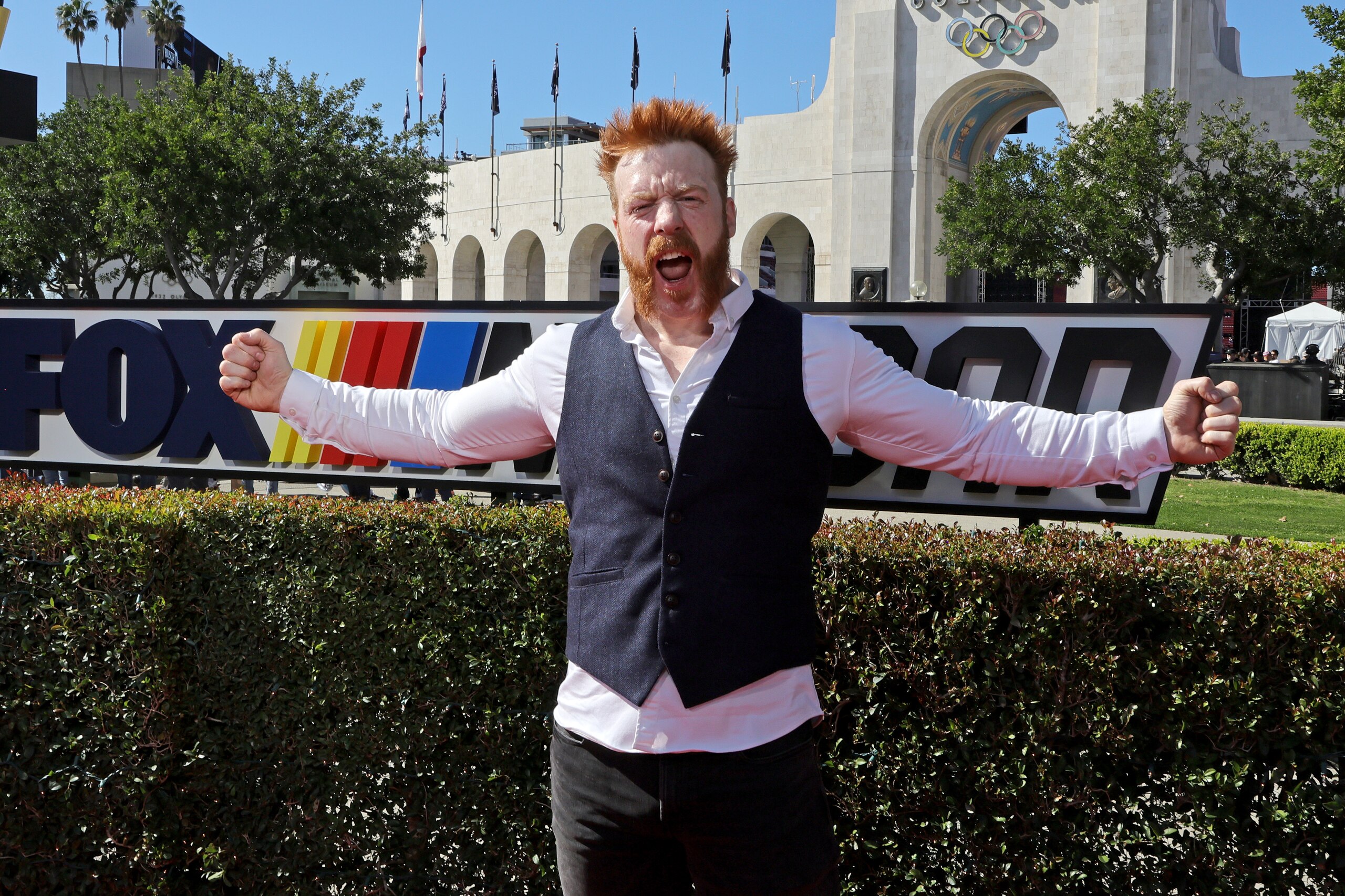 LOS ANGELES, CALIFORNIA - FEBRUARY 06: Sheamus attends NASCAR's Busch Light Clash at Los Angeles Coliseum on February 06, 2022 in Los Angeles, California. (Photo by Kevin Winter/Getty Images)