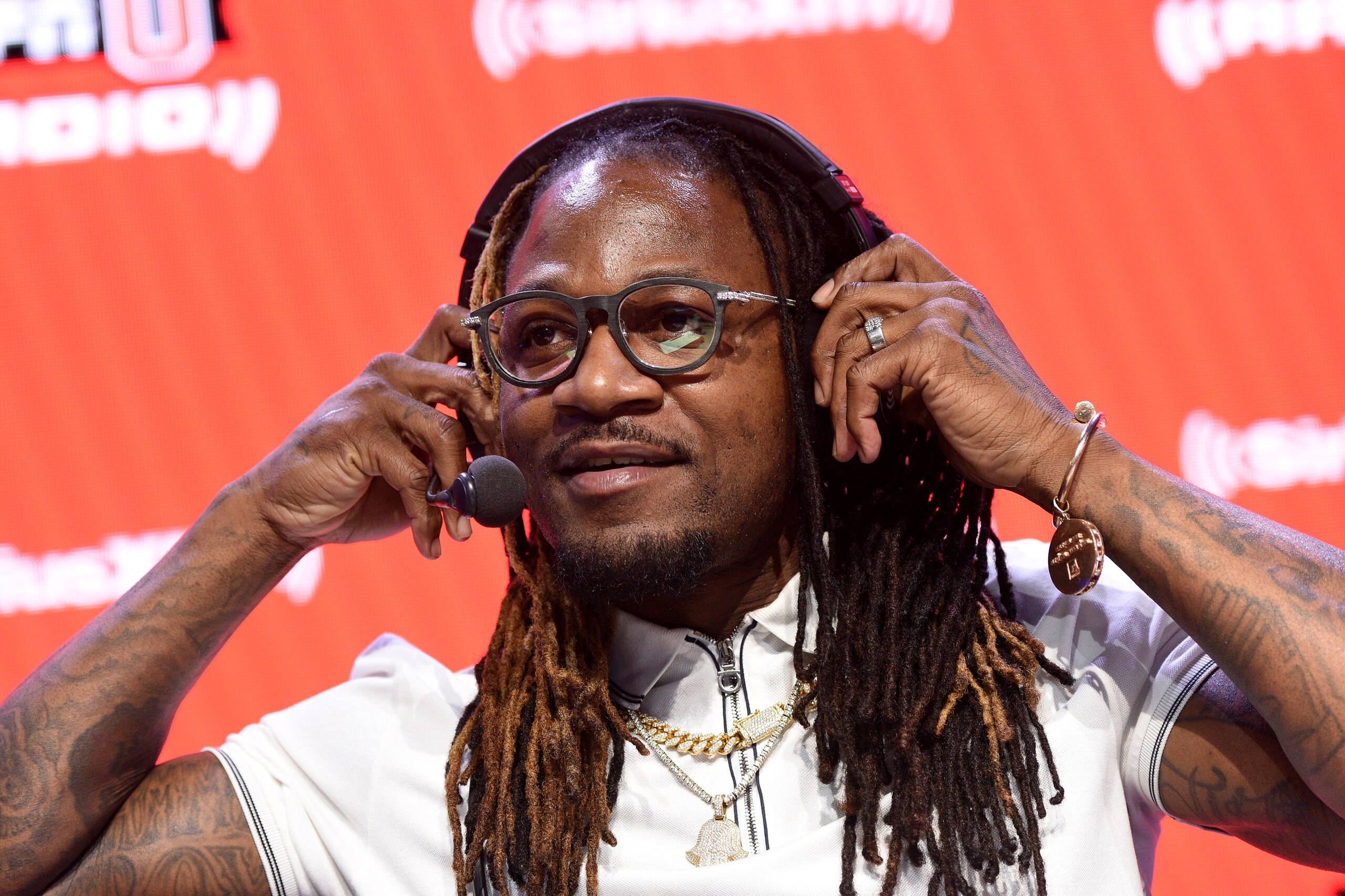 LOS ANGELES, CALIFORNIA - FEBRUARY 11: Former NFL player Adam “Pacman” Jones speaks during an interview on day three of SiriusXM At Super Bowl LVI on February 11, 2022 in Los Angeles, California. (Photo by Vivien Killilea/Getty Images for SiriusXM )