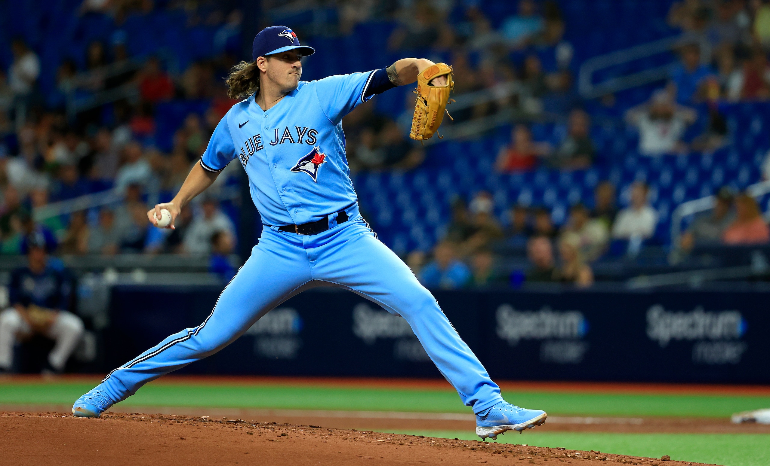 ST PETERSBURG, FLORIDA - MAY 13: Kevin Gausman #34 of the Toronto Blue Jays pitches during a game against the Tampa Bay Rays at Tropicana Field on May 13, 2022 in St Petersburg, Florida. (Photo by Mike Ehrmann/Getty Images)