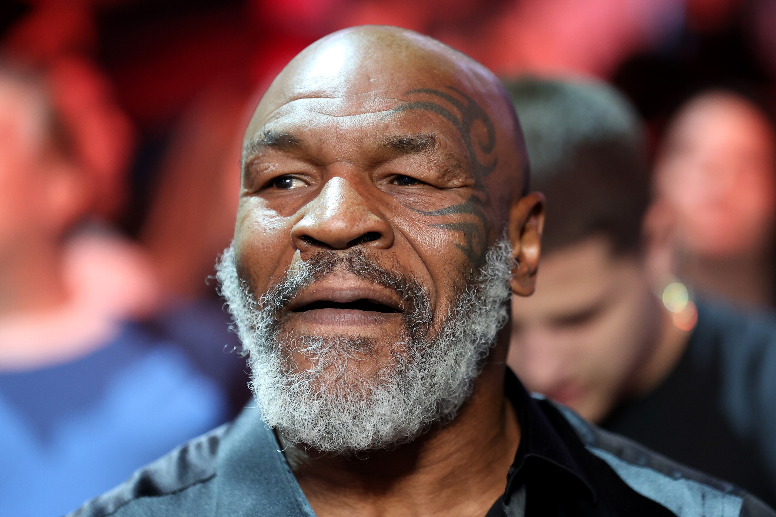 LAS VEGAS, NEVADA - MAY 07: Former boxer Mike Tyson attends the junior welterweight bout between Montana Love and Gabriel Gollaz Valenzuela at T-Mobile Arena on May 07, 2022 in Las Vegas, Nevada. (Photo by Al Bello/Getty Images) LAS VEGAS, NEVADA - MAY 07: Former boxer Mike Tyson attends the junior welterweight bout between Montana Love and Gabriel Gollaz Valenzuela at T-Mobile Arena on May 07, 2022 in Las Vegas, Nevada. (Photo by Al Bello/Getty Images)