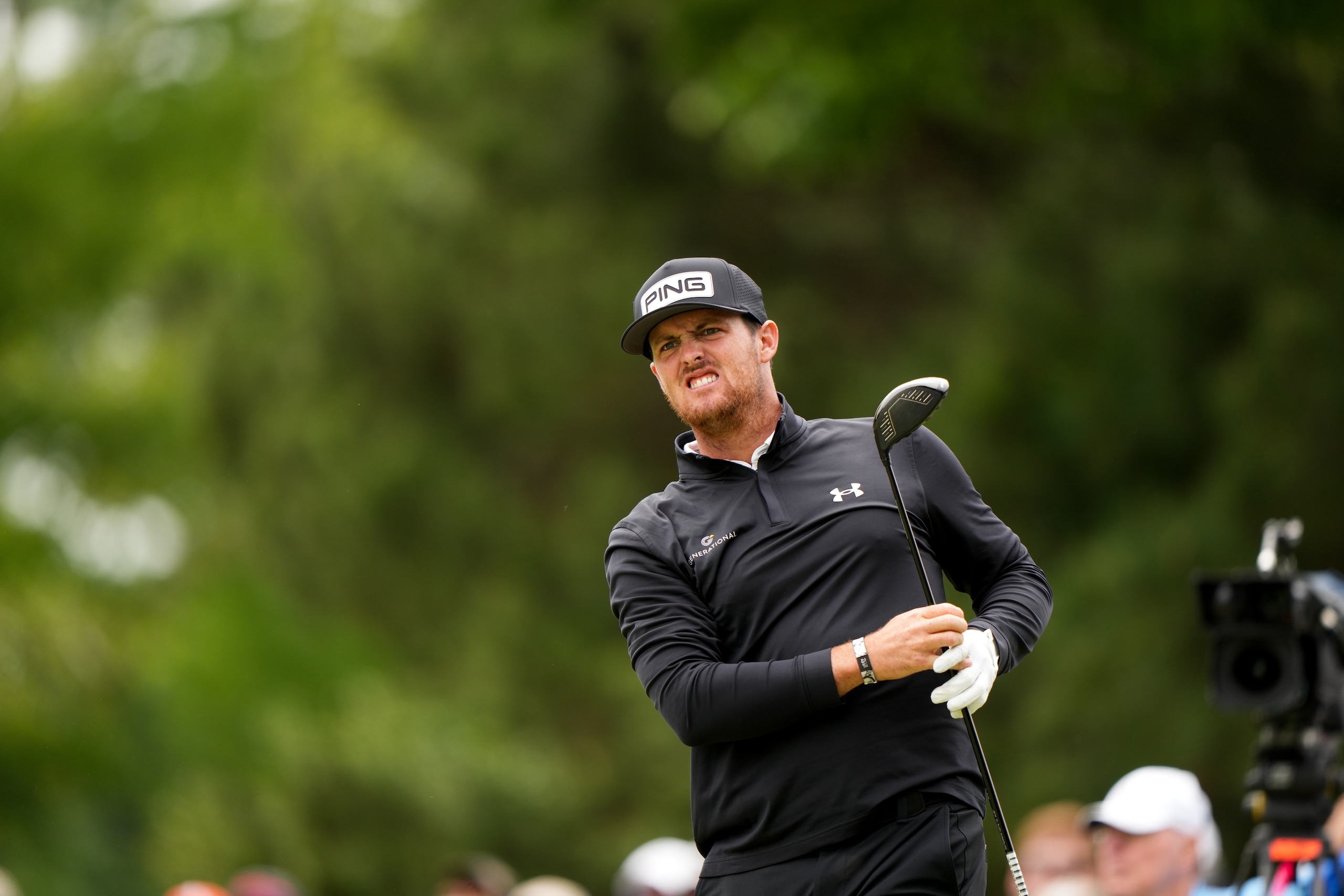 TULSA, OK - MAY 22: Mito Pereira of Chile hits his shot from the seventh tee during the final round of the 2022 PGA Championship at the Southern Hills on May 22, 2022 in Tulsa, Oklahoma. (Photo by Darren Carroll/PGA of America)