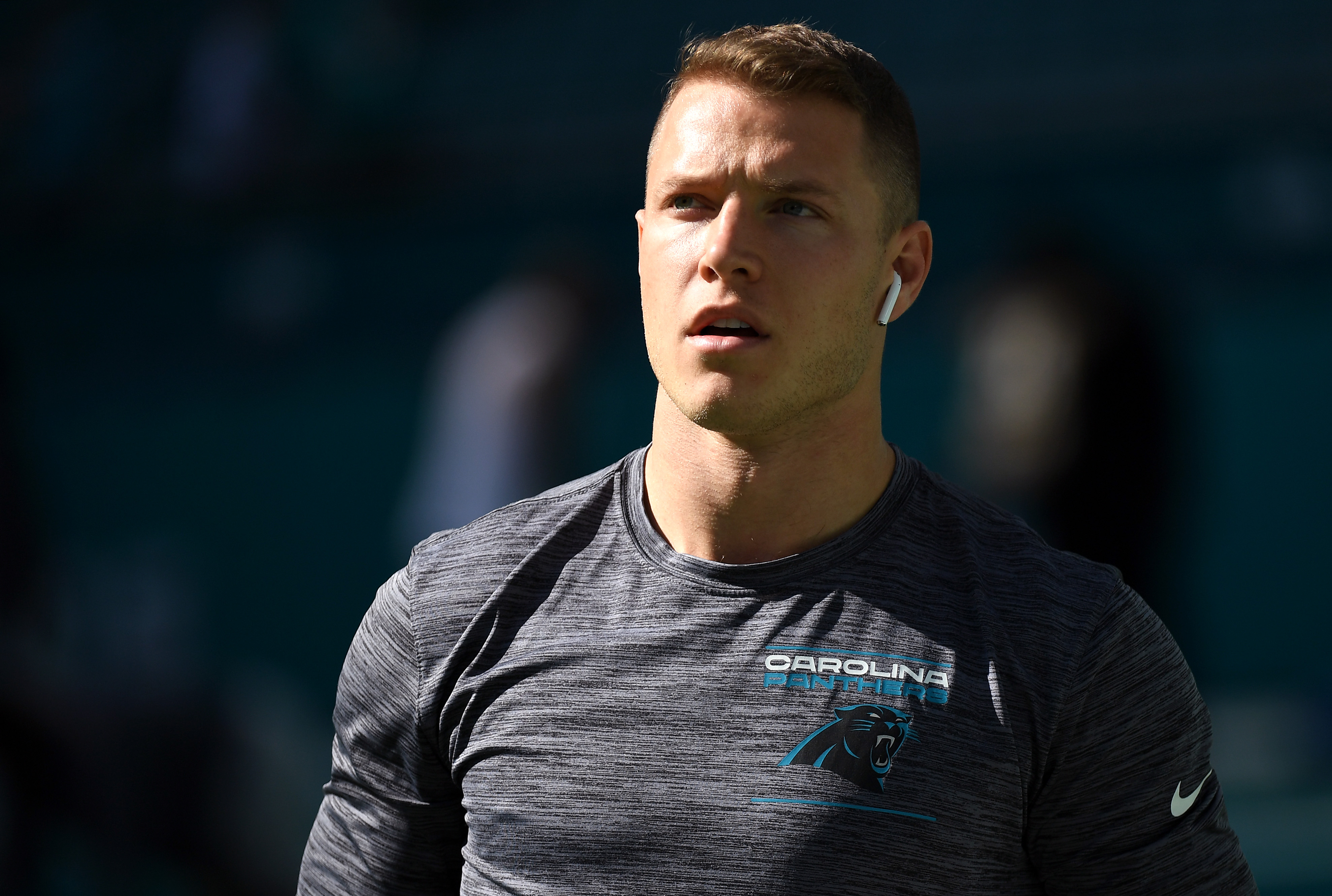 Carolina Panthers running back Christian McCaffrey (22) is seen prior to an  NFL football game against the Seattle Seahawks in Charlotte, N.C., Sunday,  Dec. 15, 2019. (AP Photo/Mike McCarn Stock Photo - Alamy