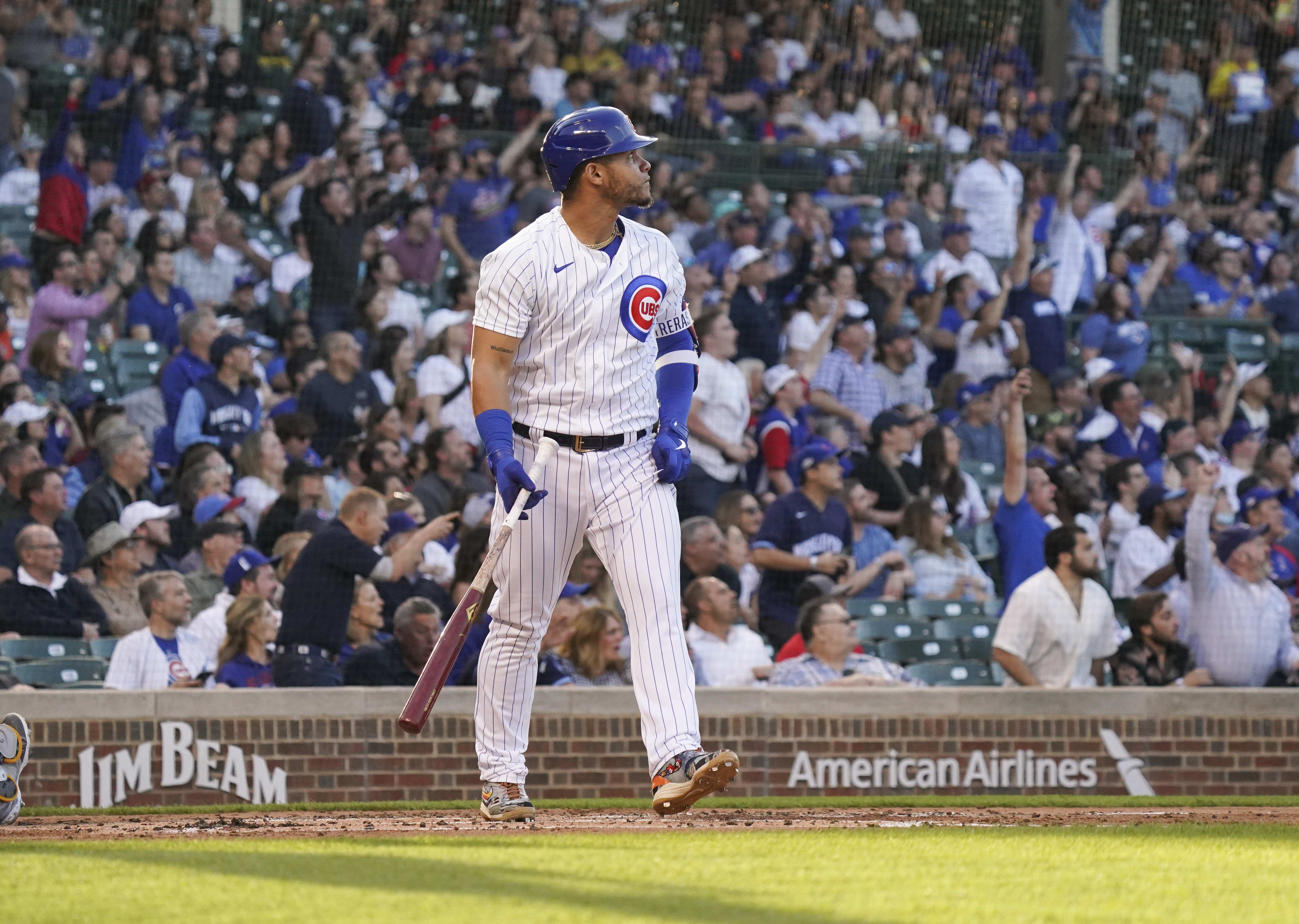 MINNEAPOLIS, MN - MAY 14: Chicago Cubs Designated hitter Trey Mancini (36)  at the plate during a MLB game between the Minnesota Twins and Chicago Cubs  on May 14, 2023, at Target