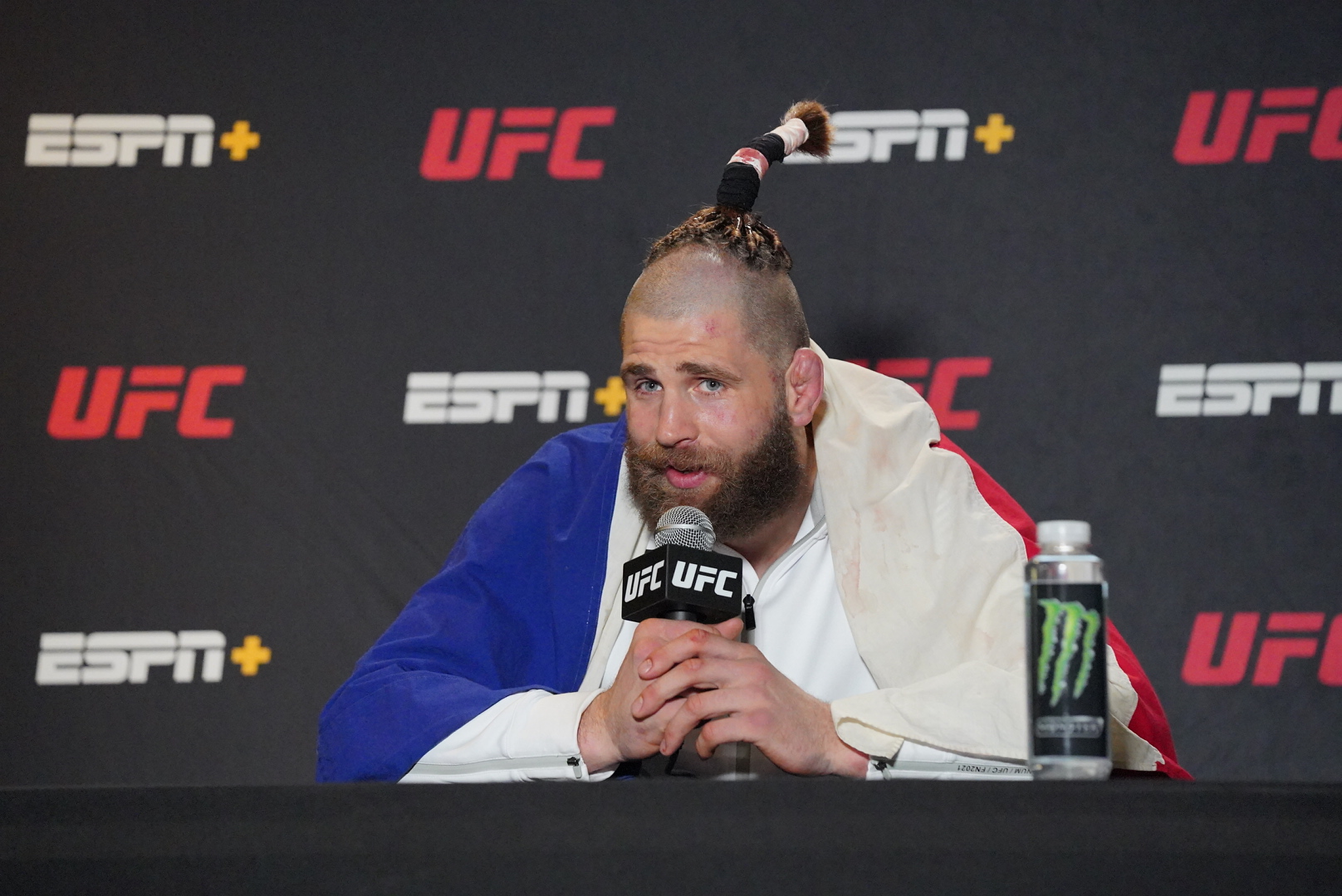 LAS VEGAS, NV - MAY 1: Jiri Prochazka meets with the press following the win via KO of Dominick Reyes during the UFC Fight Night: Reyes vs Prochazka Event at UFC Apex on May 1, 2021 in Las Vegas, Nevada. (Photo by Louis Grasse/PxImages/Icon Sportswire via Getty Images)