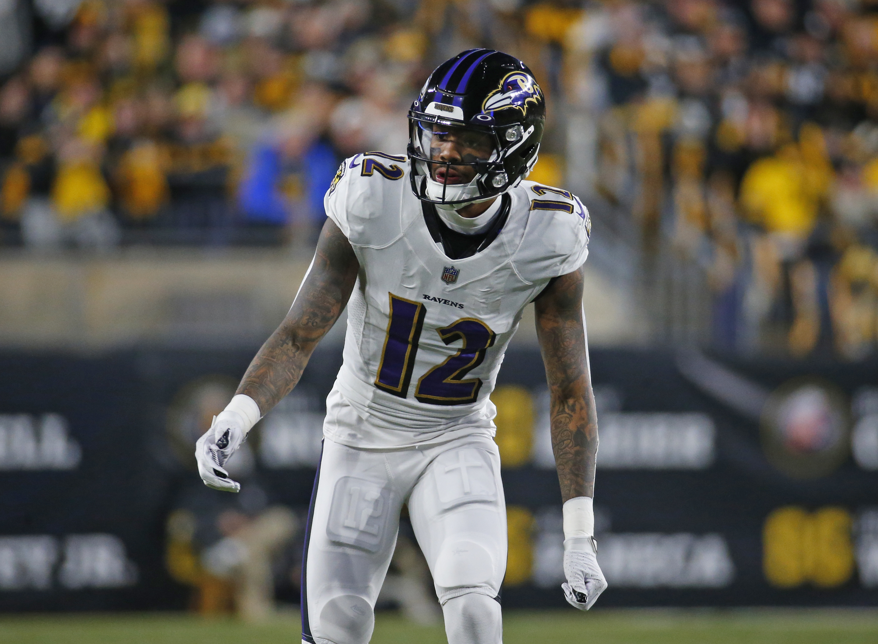 Fullback (38) Ben Mason of the Baltimore Ravens on the sideline