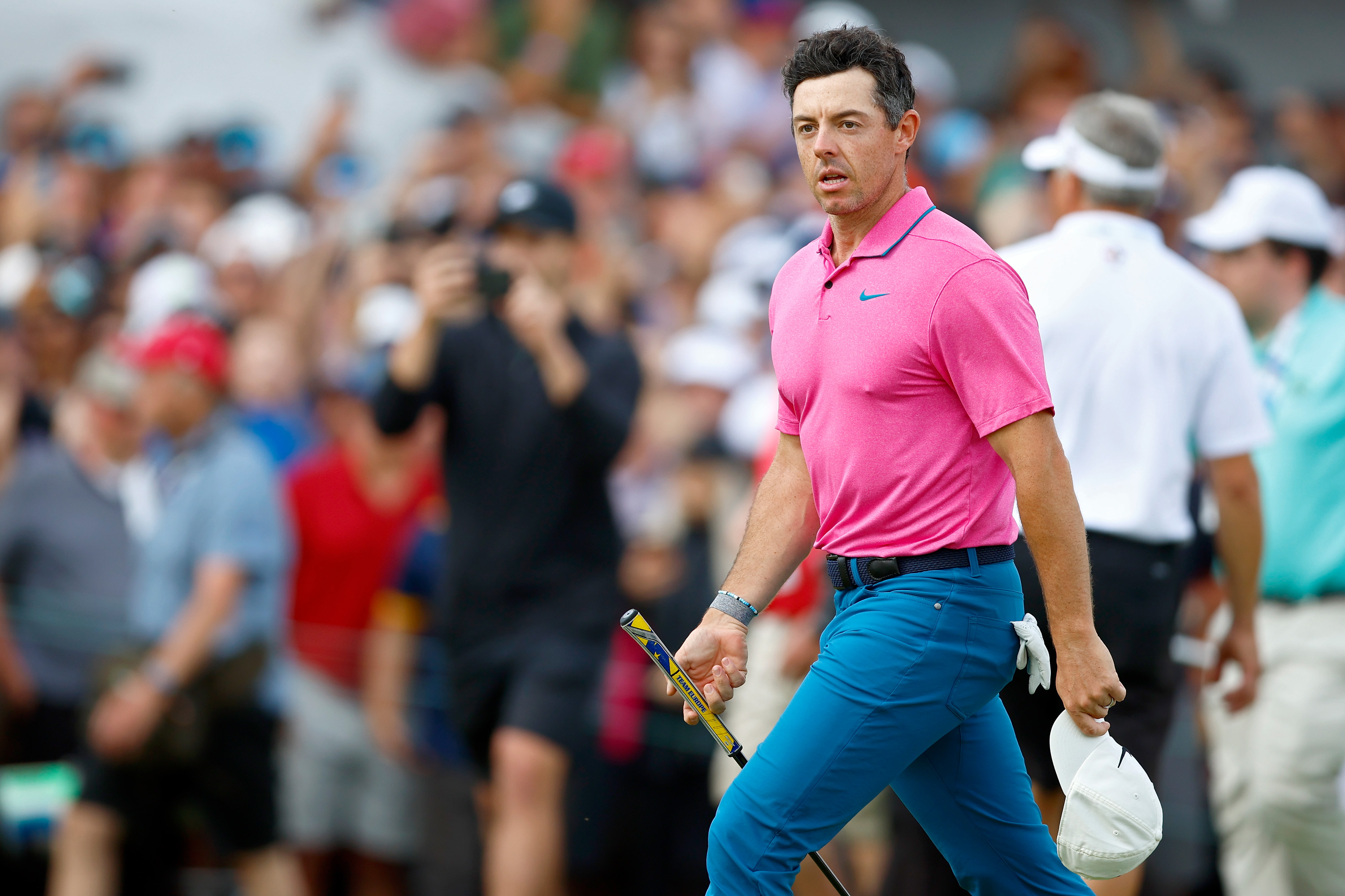 ETOBICOKE, ONTARIO - JUNE 12: Rory McIlroy of Northern Ireland walks to the 18th green during the final round of the RBC Canadian Open at St. George's Golf and Country Club on June 12, 2022 in Etobicoke, Ontario. (Photo by Vaughn Ridley/Getty Images)