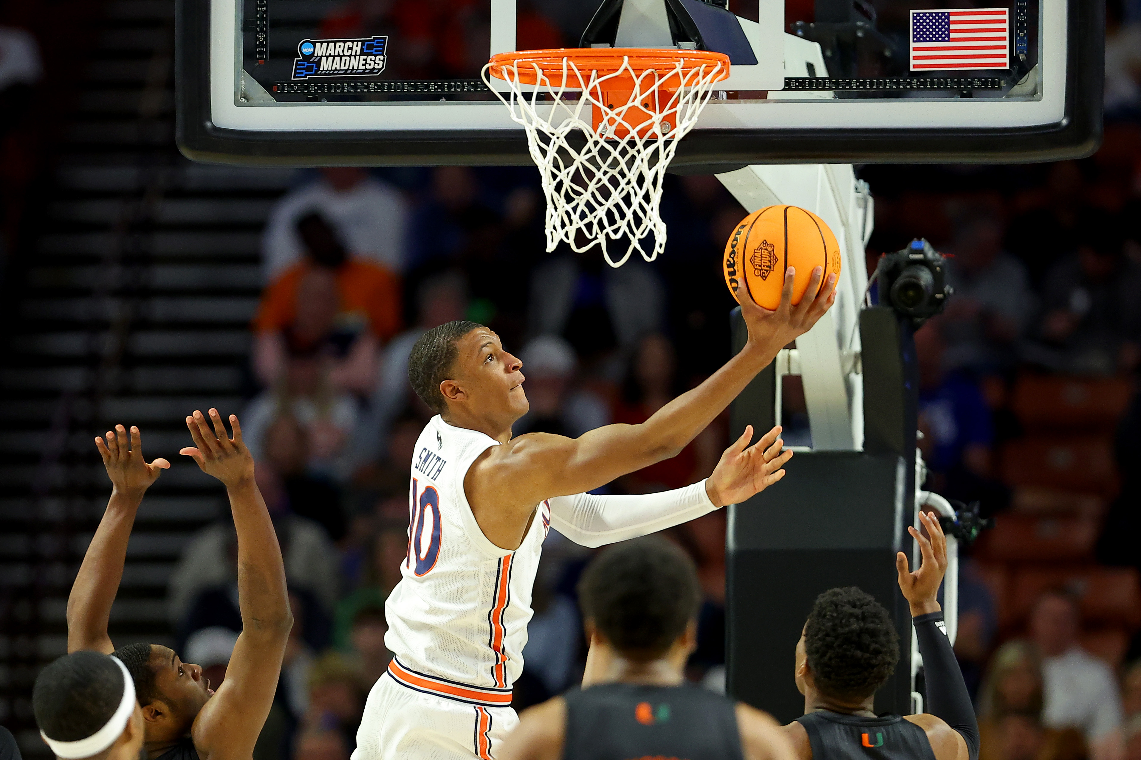 GREENVILLE, SOUTH CAROLINA - MARCH 20: Jabari Smith #10 of the Auburn Tigers shoots against the Miami (Fl) Hurricanes in the first half during the second round of the 2022 NCAA Men's Basketball Tournament at Bon Secours Wellness Arena on March 20, 2022 in Greenville, South Carolina. (Photo by Kevin C. Cox/Getty Images) GREENVILLE, SOUTH CAROLINA - MARCH 20: Jabari Smith #10 of the Auburn Tigers shoots against the Miami (Fl) Hurricanes in the first half during the second round of the 2022 NCAA Men's Basketball Tournament at Bon Secours Wellness Arena on March 20, 2022 in Greenville, South Carolina. (Photo by Kevin C. Cox/Getty Images)