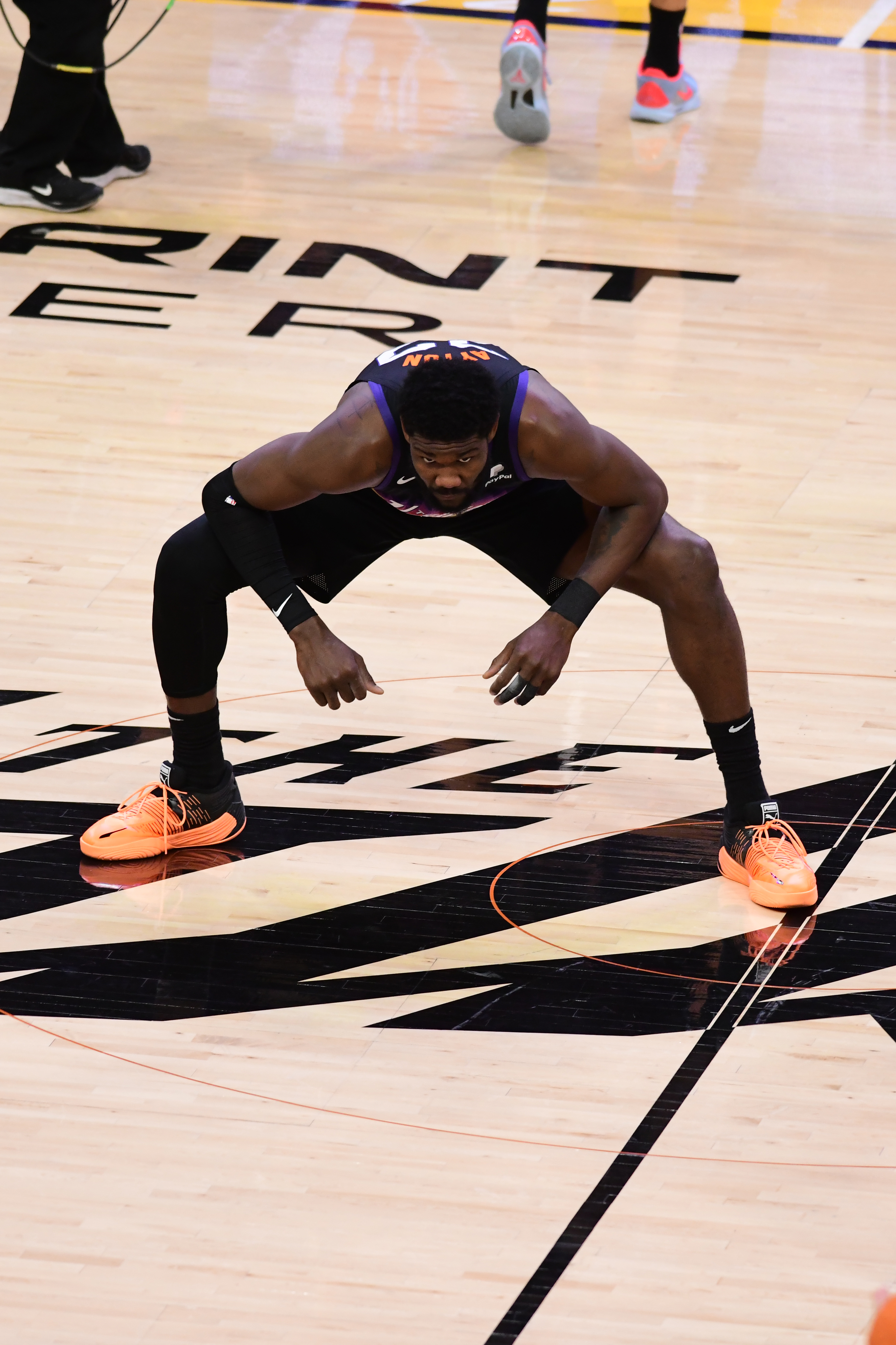 PHOENIX, AZ - MAY 15: Deandre Ayton #22 of the Phoenix Suns looks on before the game against the Dallas Mavericks during Game 7 of the 2022 NBA Playoffs Western Conference Semifinals on May 15, 2022 at Footprint Center in Phoenix, Arizona. NOTE TO USER: User expressly acknowledges and agrees that, by downloading and or using this photograph, user is consenting to the terms and conditions of the Getty Images License Agreement. Mandatory Copyright Notice: Copyright 2022 NBAE (Photo by Kate Frese/NBAE via Getty Images)