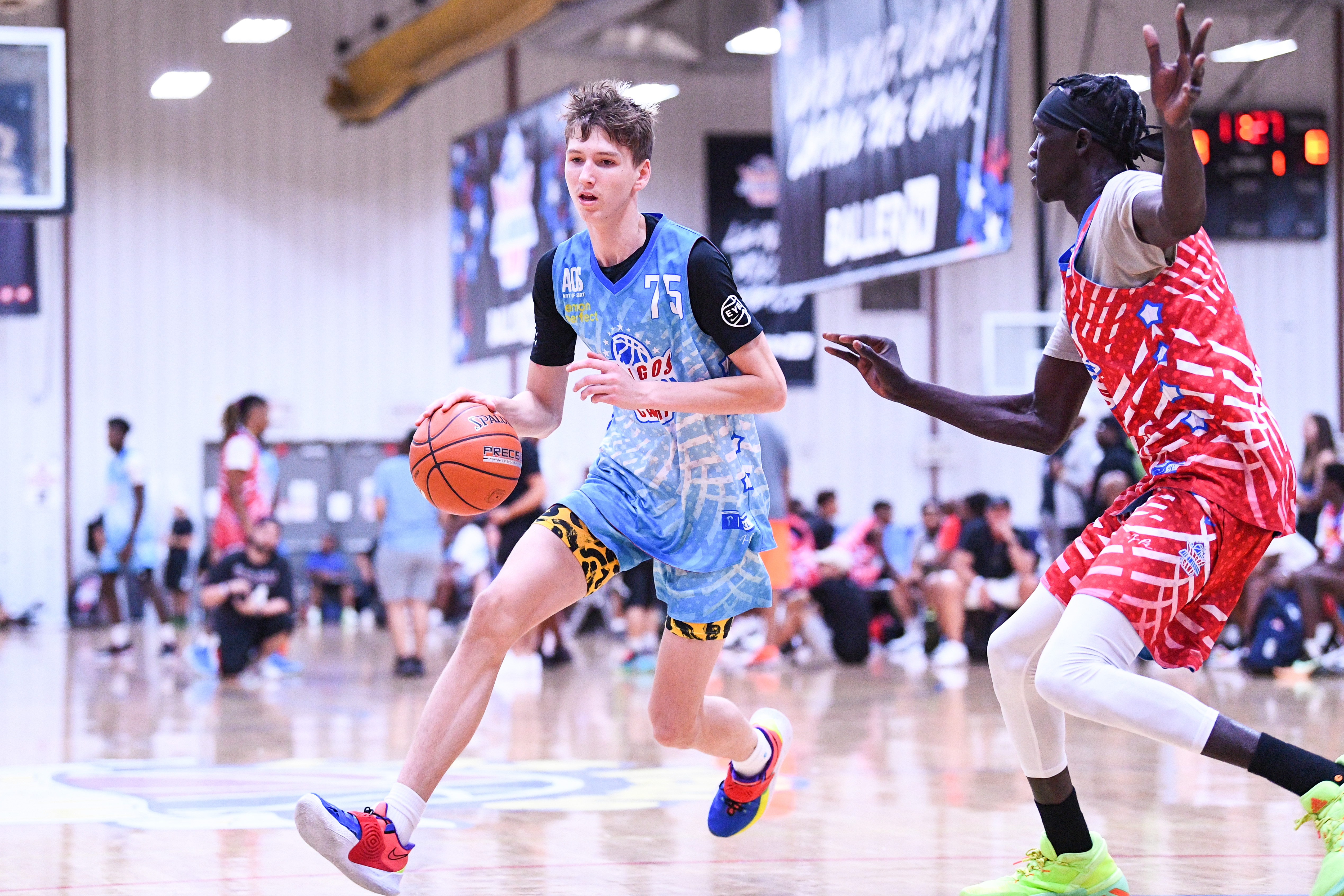 LAS VEGAS, NV - JUNE 07: Matas Buzelis drives to the basket during the Pangos All-American Camp on June 7, 2021 at the Tarkanian Basketball Academy in Las Vegas, NV. (Photo by Brian Rothmuller/Icon Sportswire via Getty Images)