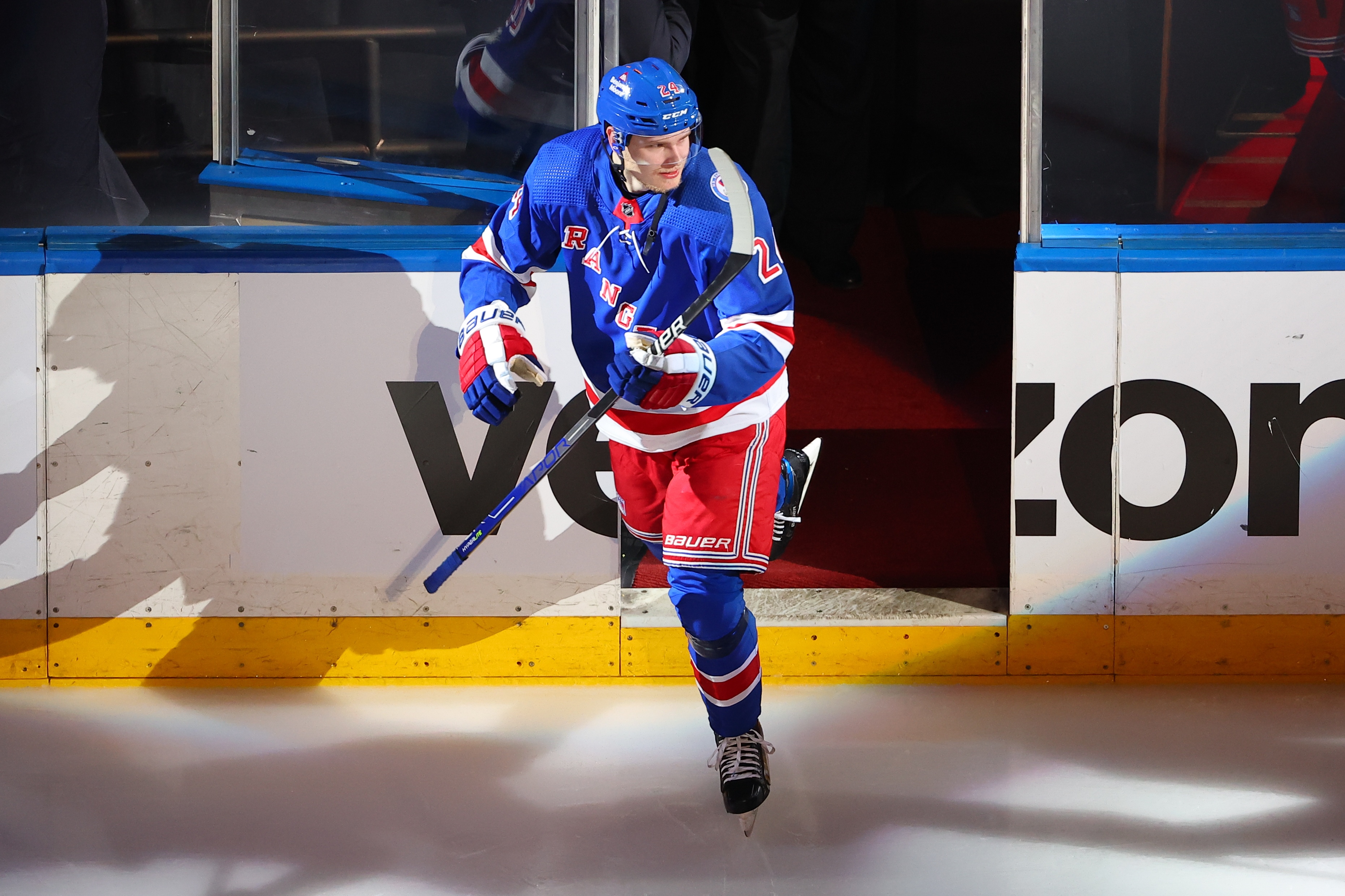 NEW YORK, NY - JUNE 09: New York Rangers right wing Kaapo Kakko (24) enters the ice prior to Game 5 of the Eastern Conference Finals between the New York Rangers and the Tampa Bay Lightning on June 9, 2022 at Madison Square Garden in New York City, New York. (Photo by Rich Graessle/Icon Sportswire via Getty Images)
