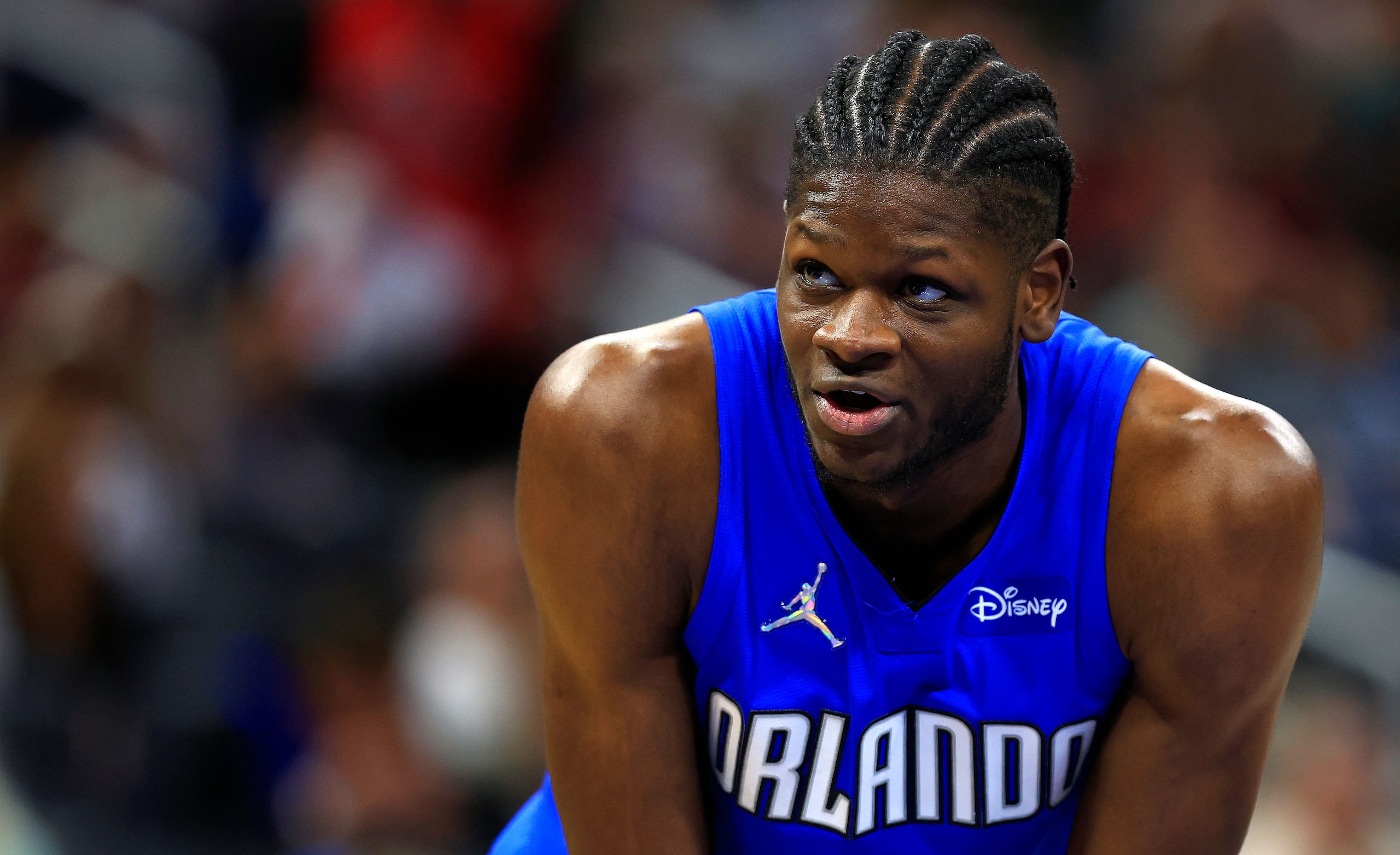 ORLANDO, FLORIDA - APRIL 01: Mo Bamba #5 of the Orlando Magic looks on during a game against the Toronto Raptors at Amway Center on April 01, 2022 in Orlando, Florida. NOTE TO USER: User expressly acknowledges and agrees that, by downloading and or using this photograph, User is consenting to the terms and conditions of the Getty Images License Agreement. (Photo by Mike Ehrmann/Getty Images) ORLANDO, FLORIDA - APRIL 01: Mo Bamba #5 of the Orlando Magic looks on during a game against the Toronto Raptors at Amway Center on April 01, 2022 in Orlando, Florida. NOTE TO USER: User expressly acknowledges and agrees that, by downloading and or using this photograph, User is consenting to the terms and conditions of the Getty Images License Agreement. (Photo by Mike Ehrmann/Getty Images)