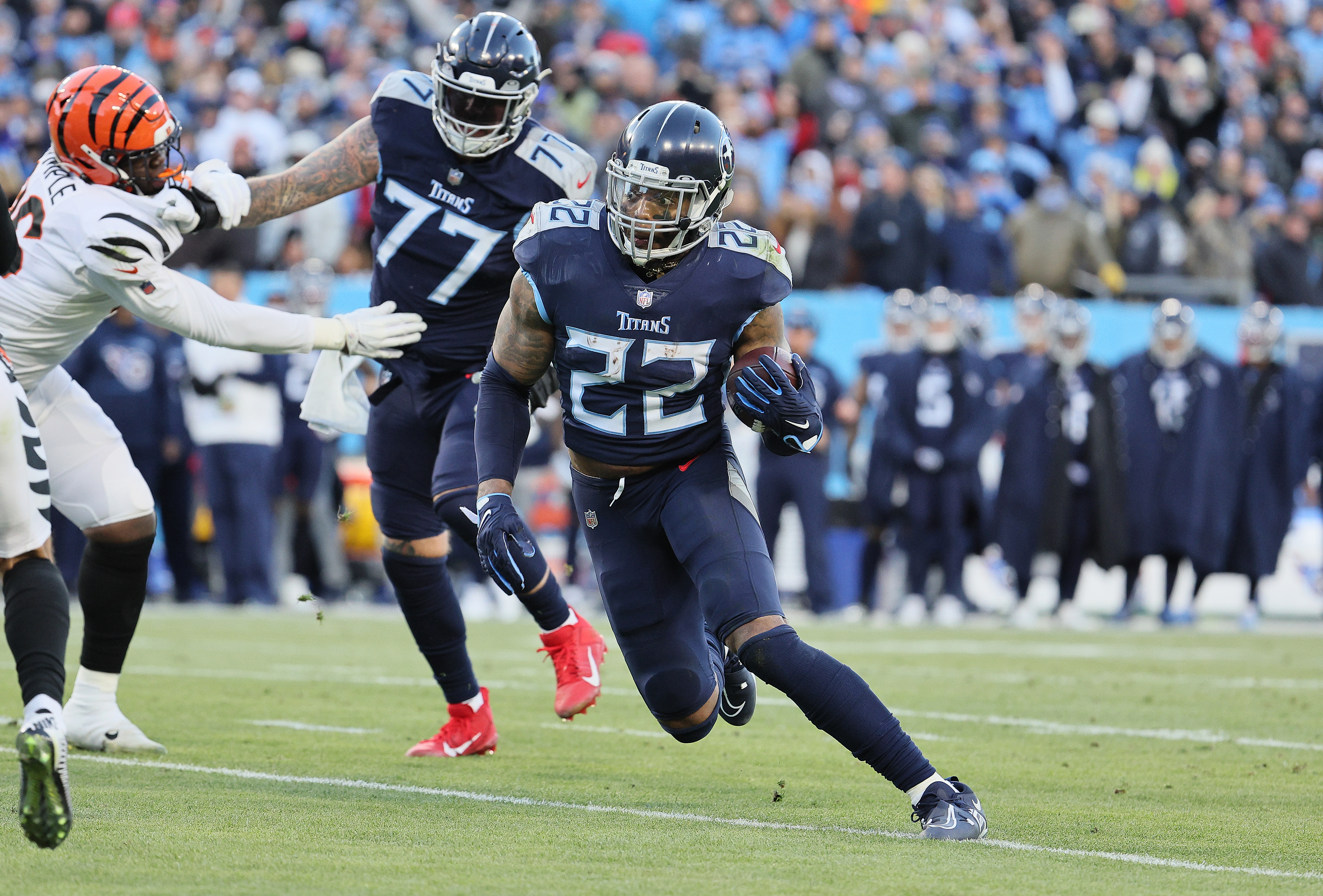 INGLEWOOD, CA - OCTOBER 31:Los Angeles Chargers running back Justin Jackson  #22 during an NFL game between the New England Patriots and the Los Angeles  Chargers on October 31, 2021, at SoFi