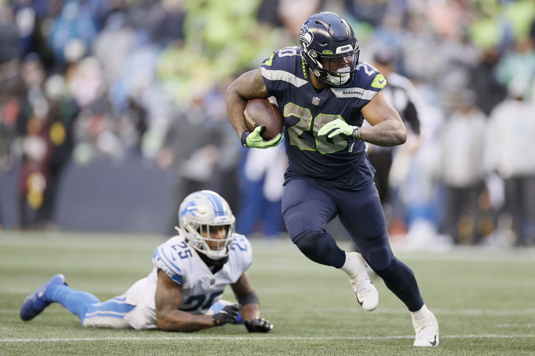 Seattle Seahawks wide receivers Courtney Taylor (L) and Nate