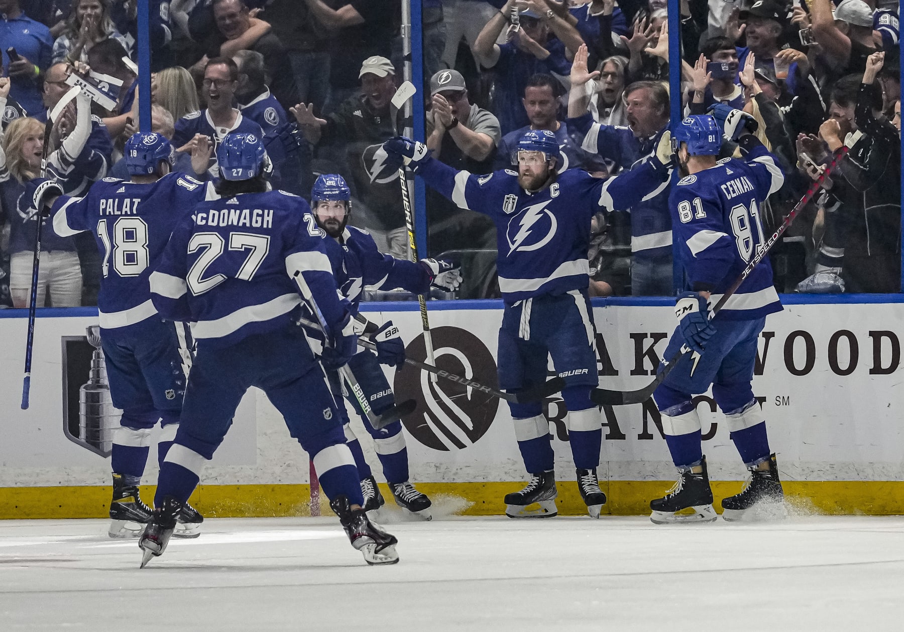 TAMPA, FL - JUNE 26: Tampa Bay Lightning center Steven Stamkos (91) scores the first goal during the NHL Hockey Stanley Cup Finals Game six between Tampa Bay Lightning and the Colorado Avalanche on June 26th, 2022 at Amalie Arena in Tampa Florida (Photo by Andrew Bershaw /Icon_Sportswire)