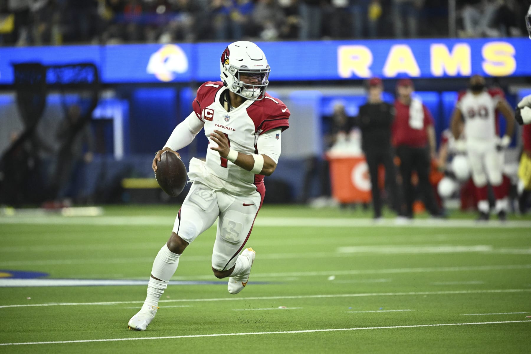Football: NFL Playoffs: Arizona Cardinals QB Kyler Murray (1) in action vs Los Angeles Rams at SoFi Stadium. Inglewood, CA 1/17/2022 CREDIT: Kohjiro Kinno (Photo by Kohjiro Kinno/Sports Illustrated via Getty Images) (Set Number: X163910 TK1) Football: NFL Playoffs: Arizona Cardinals QB Kyler Murray (1) in action vs Los Angeles Rams at SoFi Stadium. Inglewood, CA 1/17/2022 CREDIT: Kohjiro Kinno (Photo by Kohjiro Kinno/Sports Illustrated via Getty Images) (Set Number: X163910 TK1)