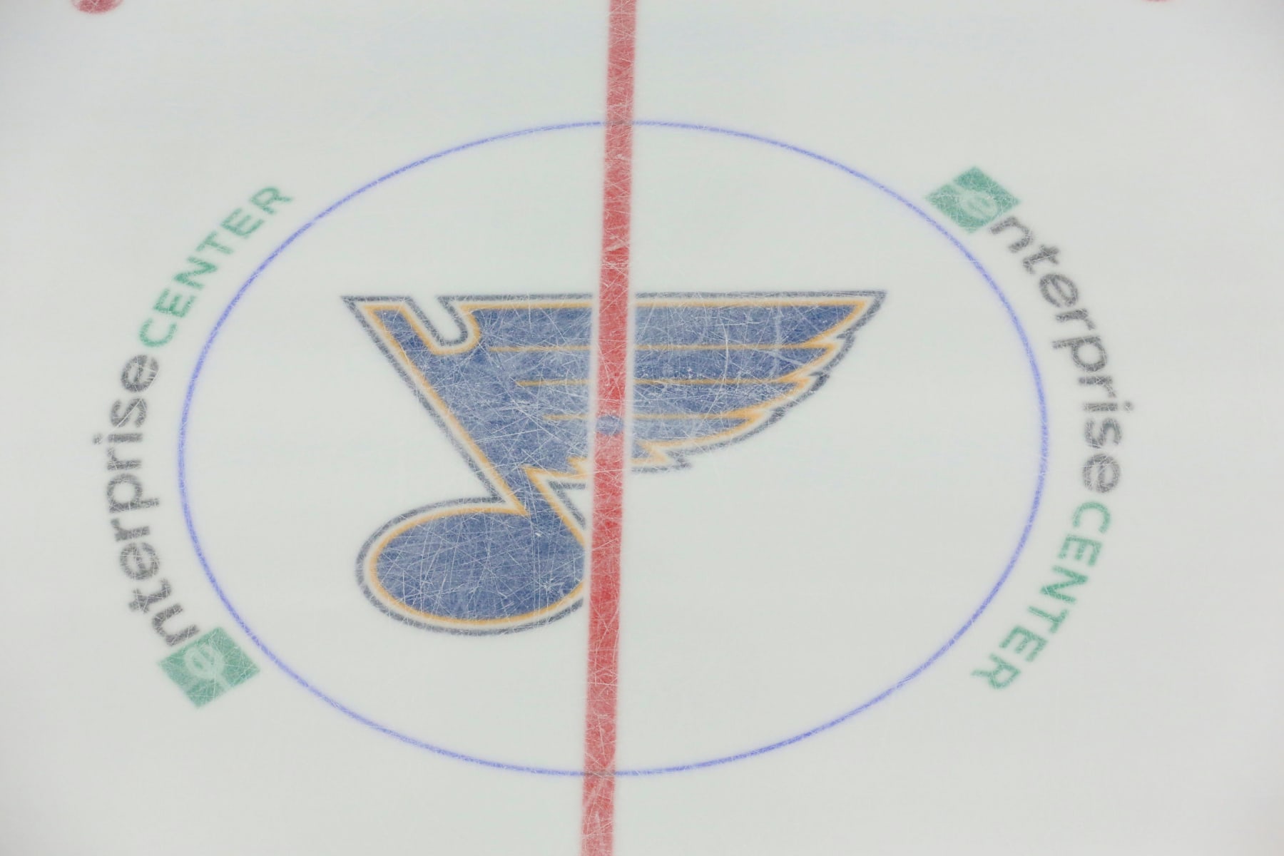 Hockey: NHL Finals: Aerail view of Enterprise Center ice with St. Louis Blues logo before game vs Boston Bruins. Game 3.
St. Louis, MO 6/1/2019
CREDIT: David E. Klutho (Photo by David E. Klutho /Sports Illustrated via Getty Images)
(Set Number: X162697 TK1 )
