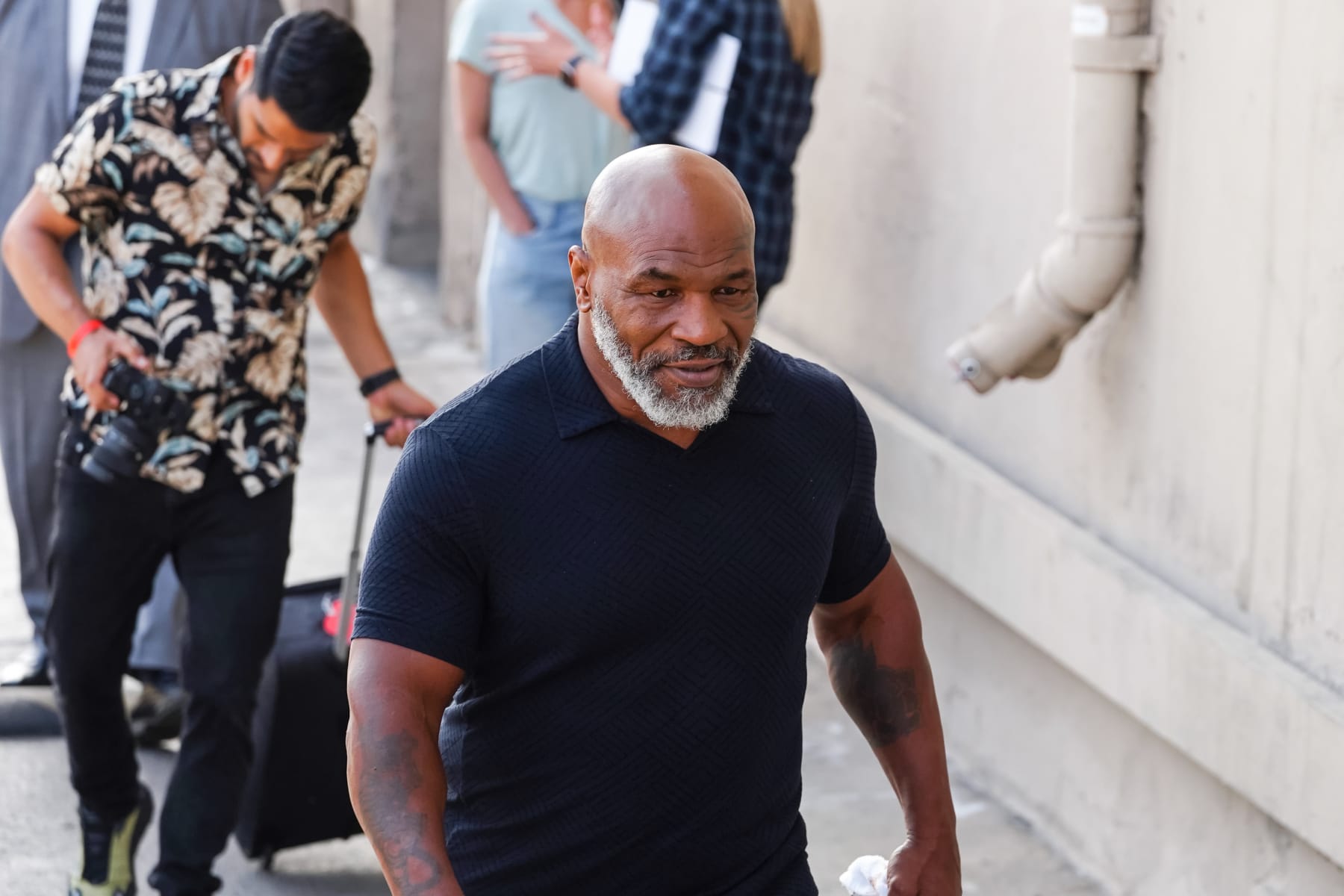 LOS ANGELES, CA - JUNE 16: Mike Tyson is seen arriving at 'Jimmy Kimmel Live' Show on June 16, 2022 in Los Angeles, California.  (Photo by JOCE/Bauer-Griffin/GC Images)