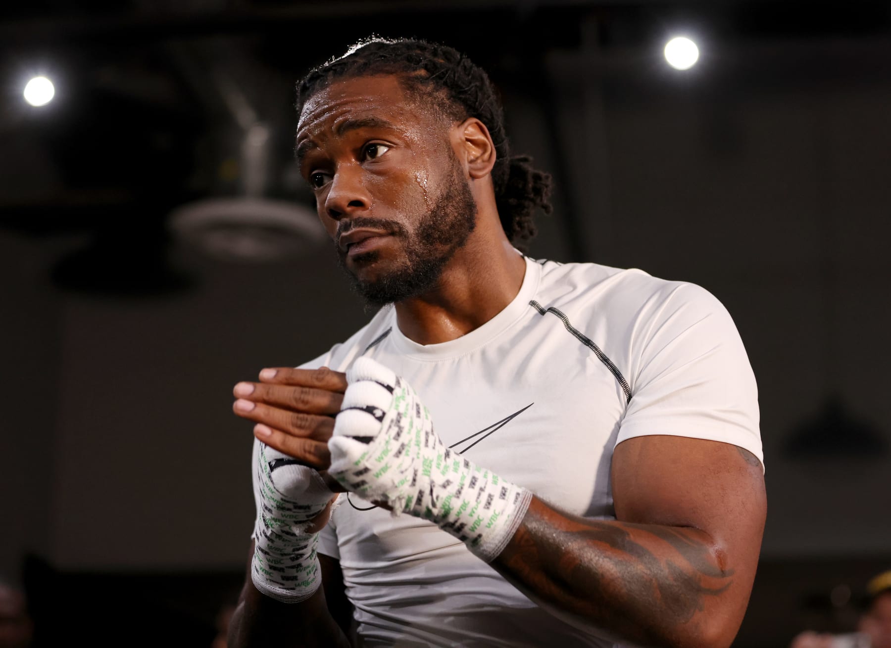 LAS VEGAS, NEVADA - JULY 26: Hasim Rahman Jr. works out at DLX Boxing on July 26, 2022 in Las Vegas, Nevada. Rahman is scheduled to fight Jake Paul in a cruiserweight bout on August 06, 2022 at Madison Square Garden in New York City. (Photo by Ethan Miller/Getty Images)