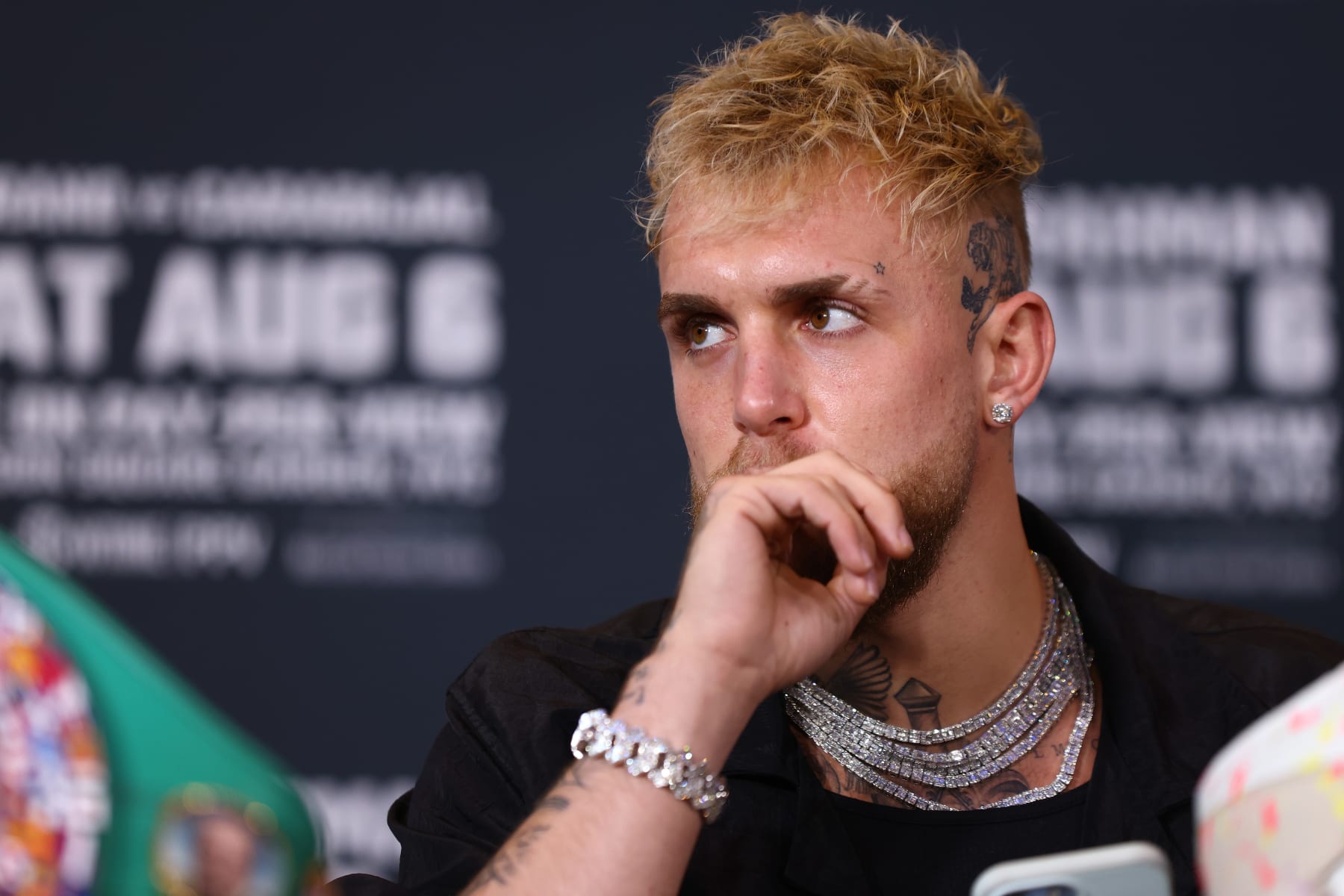 NEW YORK, NEW YORK - JULY 12: Jake Paul answers questions from the media during a press conference at Madison Square Garden on July 12, 2022 in New York City. (Photo by Mike Stobe/Getty Images)
