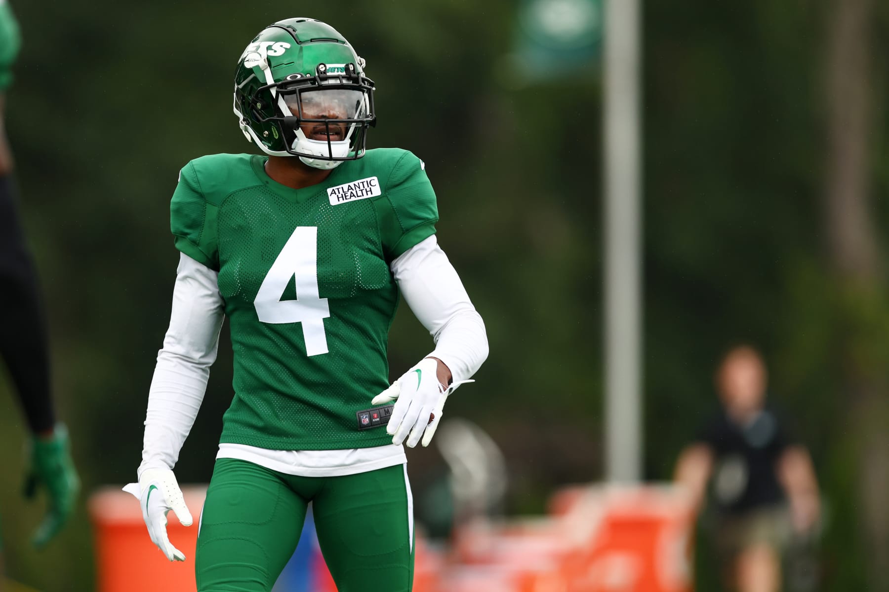 Florham Park, New Jersey, USA. August 2, 2022, Florham Park, New Jersey,  USA: New York Jets' cornerback Sauce Gardner (1) during Jets training camp  at the Atlantic Health Jets Training Center, Florham