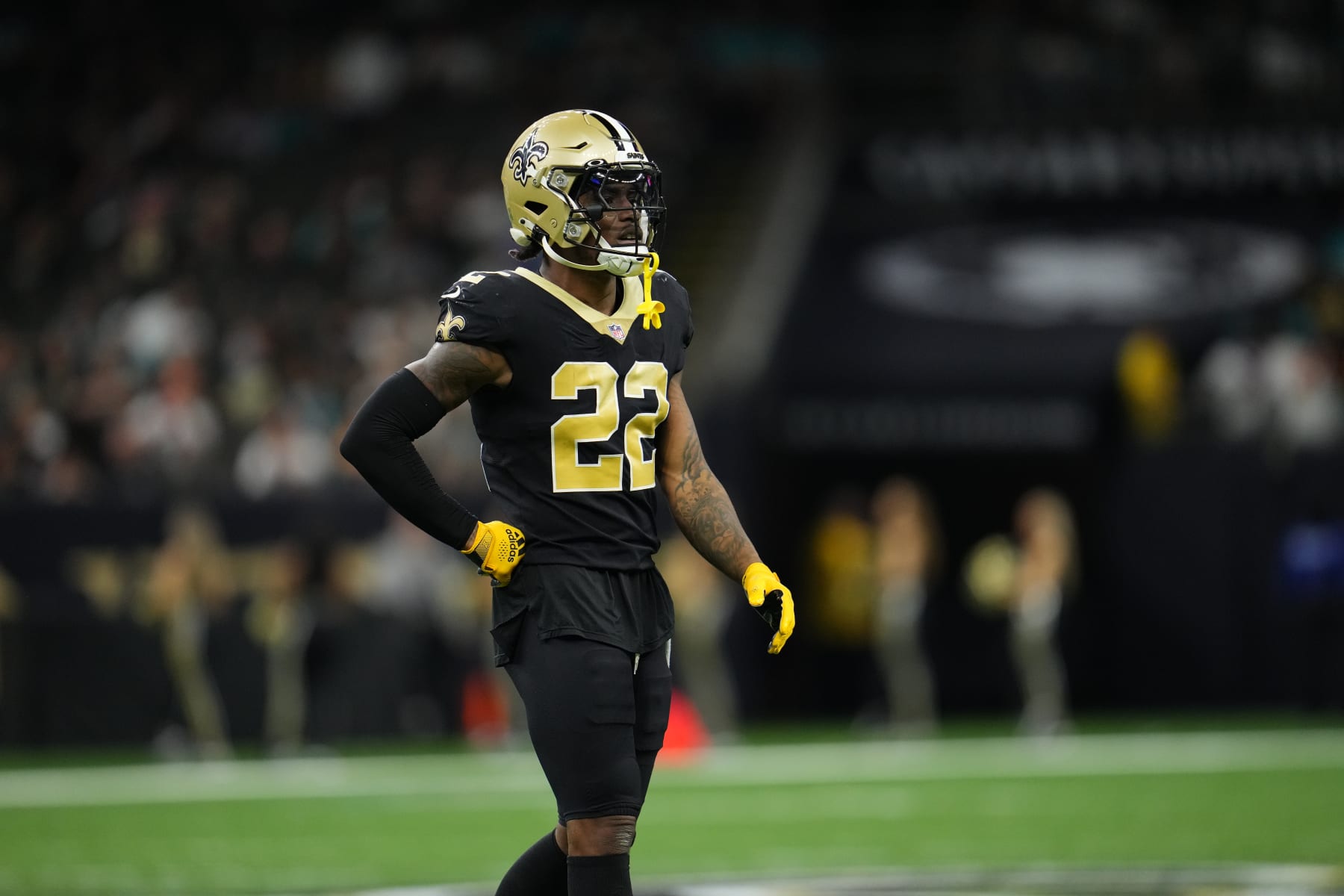 Chauncey Gardner-Johnson New Orleans Saints Game-Used #22 Black Jersey vs.  Atlanta Falcons on November 22 2020