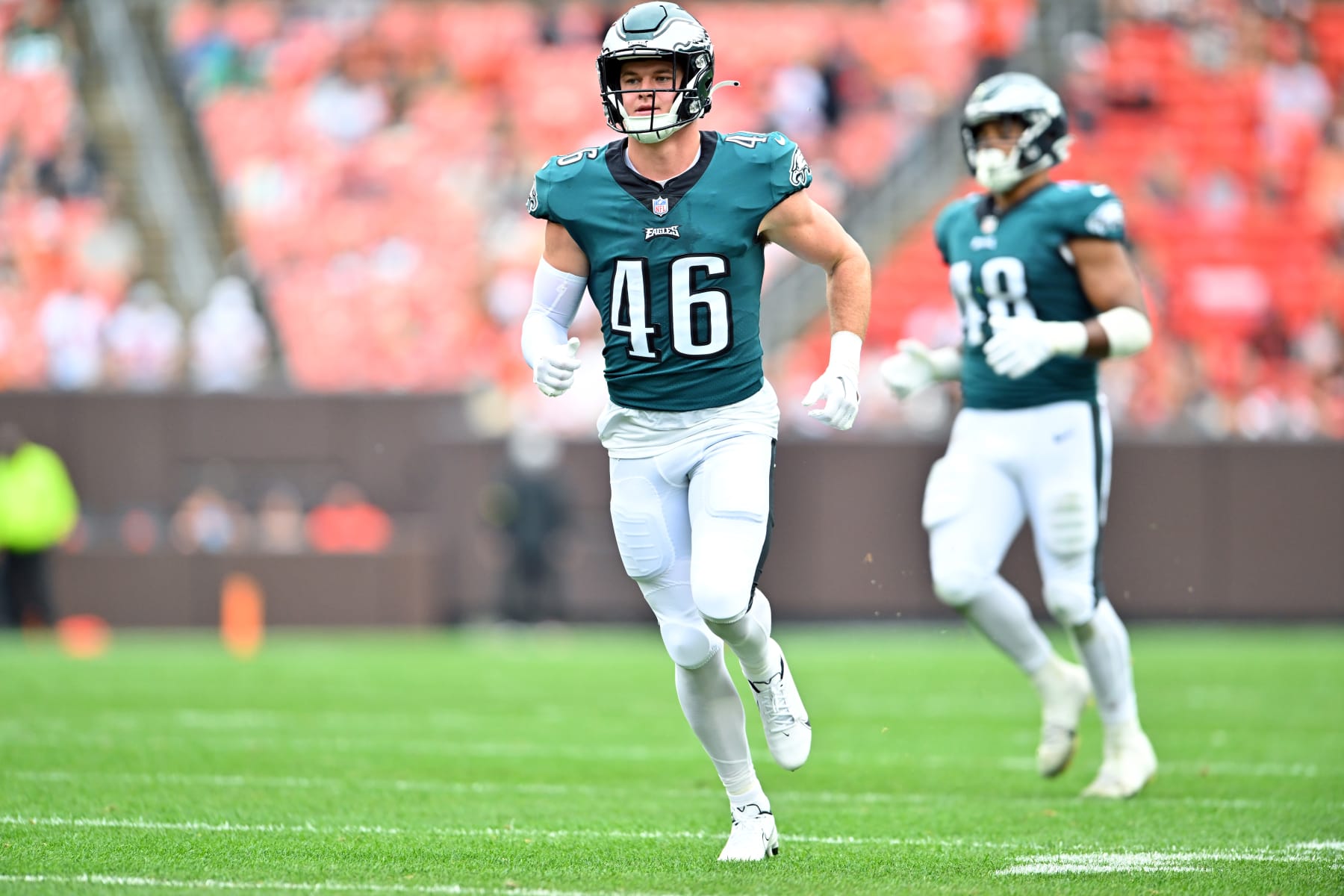 Philadelphia Eagles cornerback Josh Jobe (28) defends against the