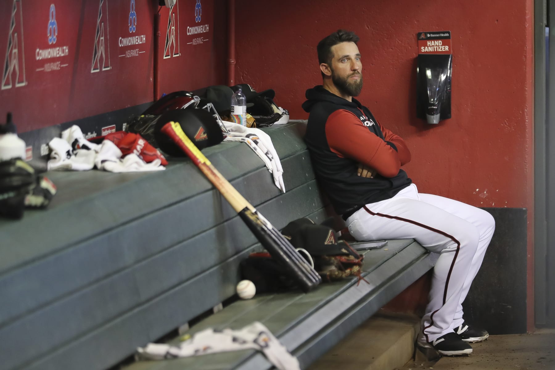 PHOENIX, ARIZONA - JULY 23: Pitcher Madison Bumgarner #40 of the Arizona Diamondbacks watches from the dugout during the MLB game against the Washington Nationals at Chase Field on July 23, 2022 in Phoenix, Arizona. (Photo by Rebecca Noble/Getty Images) PHOENIX, ARIZONA - JULY 23: Pitcher Madison Bumgarner #40 of the Arizona Diamondbacks watches from the dugout during the MLB game against the Washington Nationals at Chase Field on July 23, 2022 in Phoenix, Arizona. (Photo by Rebecca Noble/Getty Images)