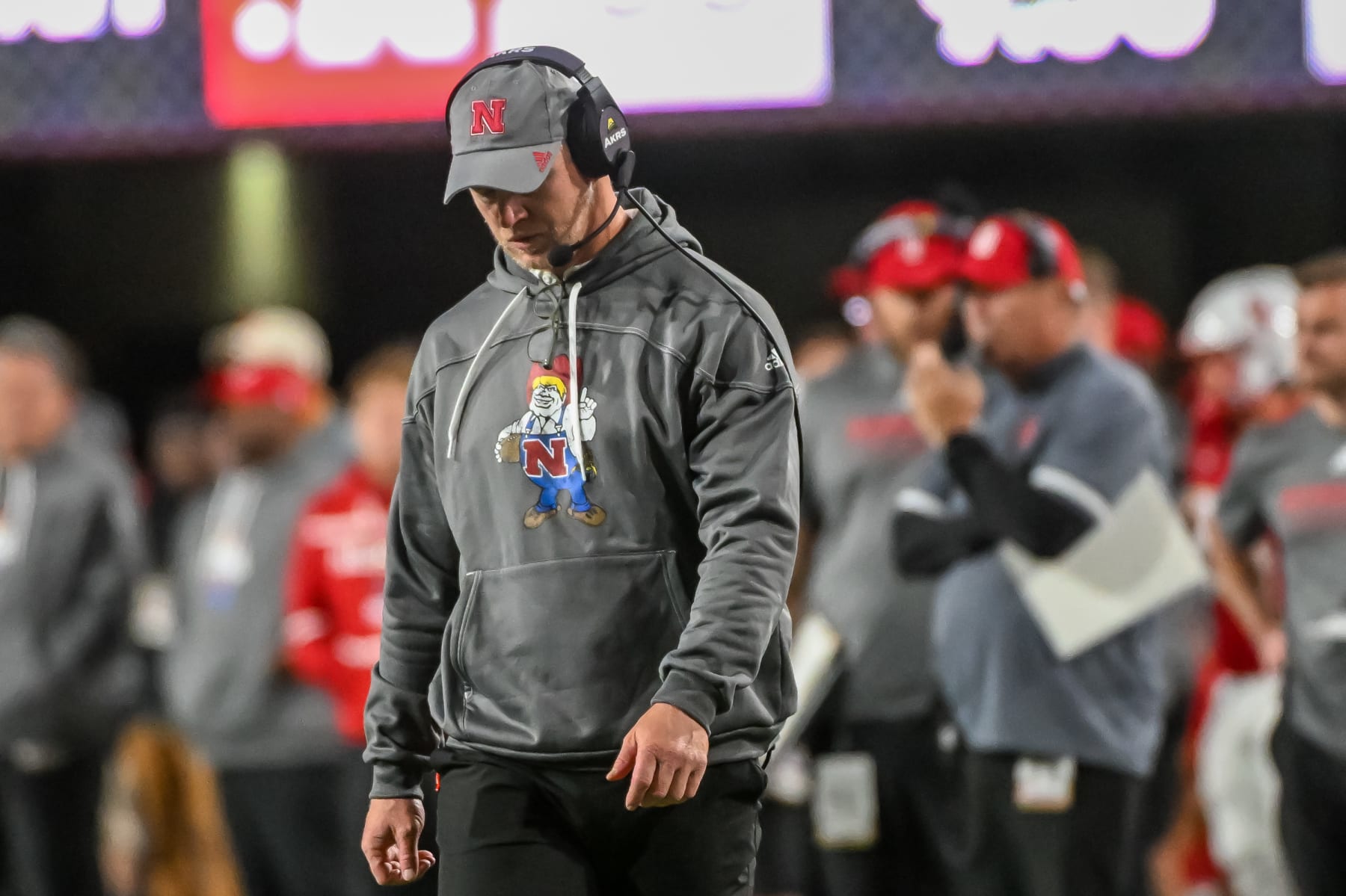LINCOLN, NE - SEPTEMBER 10: Head coach Scott Frost of the Nebraska Cornhuskers on the field during the game against the Georgia Southern Eagles in the second half at Memorial Stadium on September 10, 2022 in Lincoln, Nebraska. (Photo by Steven Branscombe/Getty Images)