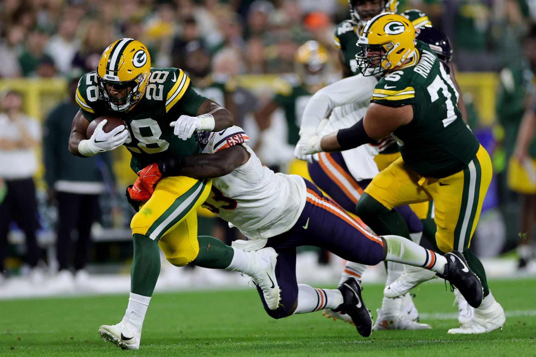 Sammy Watkins of the Green Bay Packers runs with the ball after  Fotografía de noticias - Getty Images