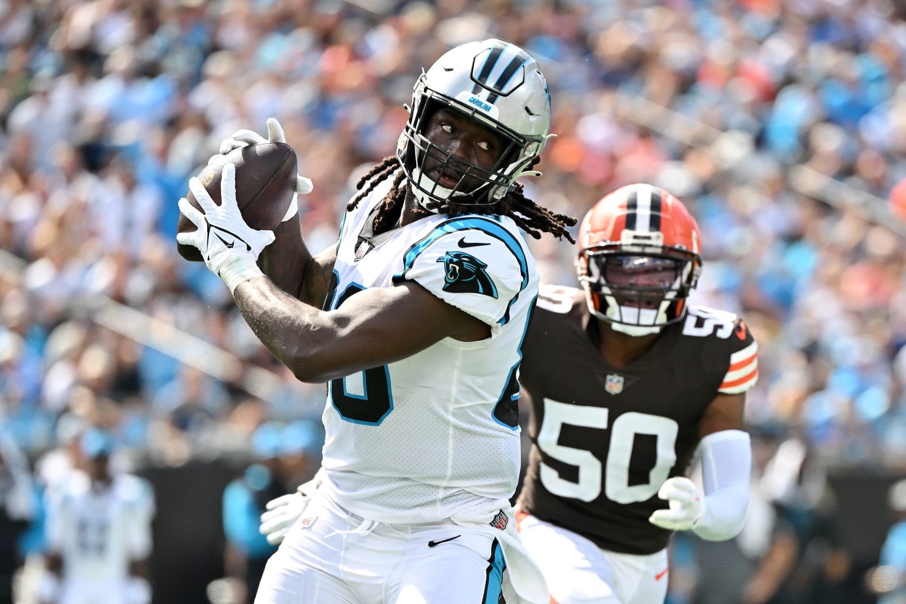 Watch Browns safety Grant Delpit intercept Panthers quarterback Baker  Mayfield in the second quarter 