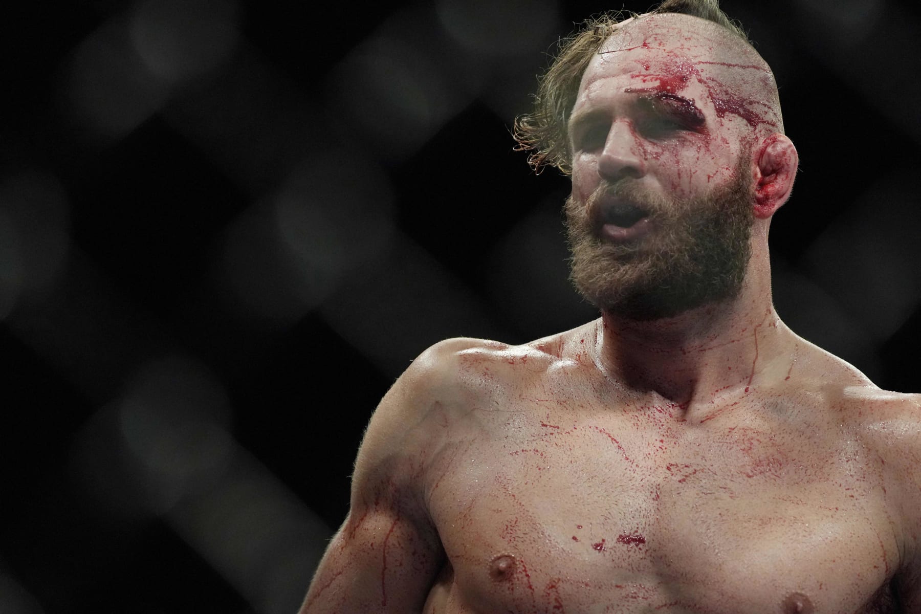 Czech Republic's Jiri Prochazka looks on while competing against Brazil's Glover Teixeira in their men's light heavyweight title match during the Ultimate Fighting Championship (UFC) 275 event in Singapore on June 12, 2022. (Photo by NICHOLAS YEO / AFP) (Photo by NICHOLAS YEO/AFP via Getty Images)