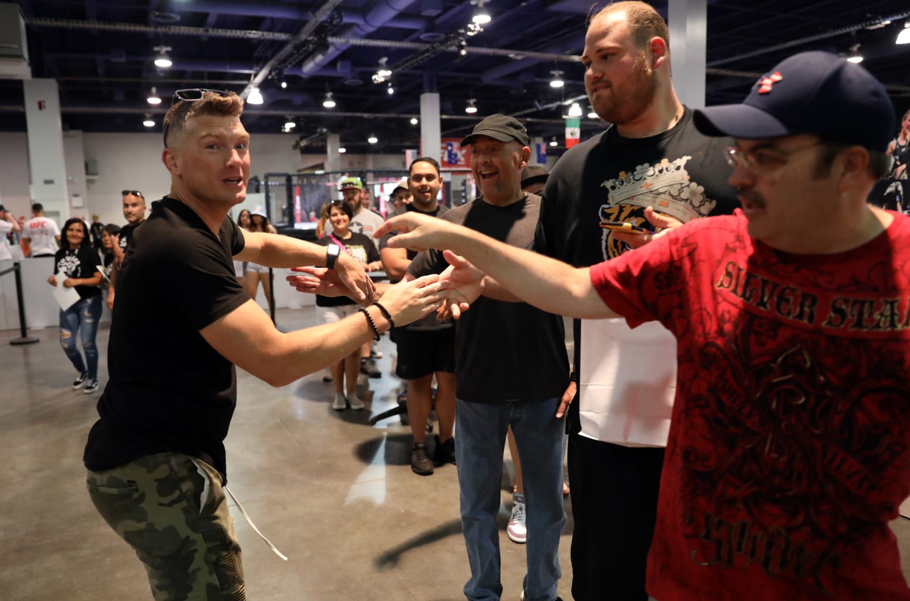 LAS VEGAS, NEVADA - JULY 01: Stephen 'Wonderboy' Thompson greets fans during UFC X 2022 at the Las Vegas Convention Center on July 01, 2022 in Las Vegas, Nevada. (Photo by Richie Banks/Zuffa LLC)