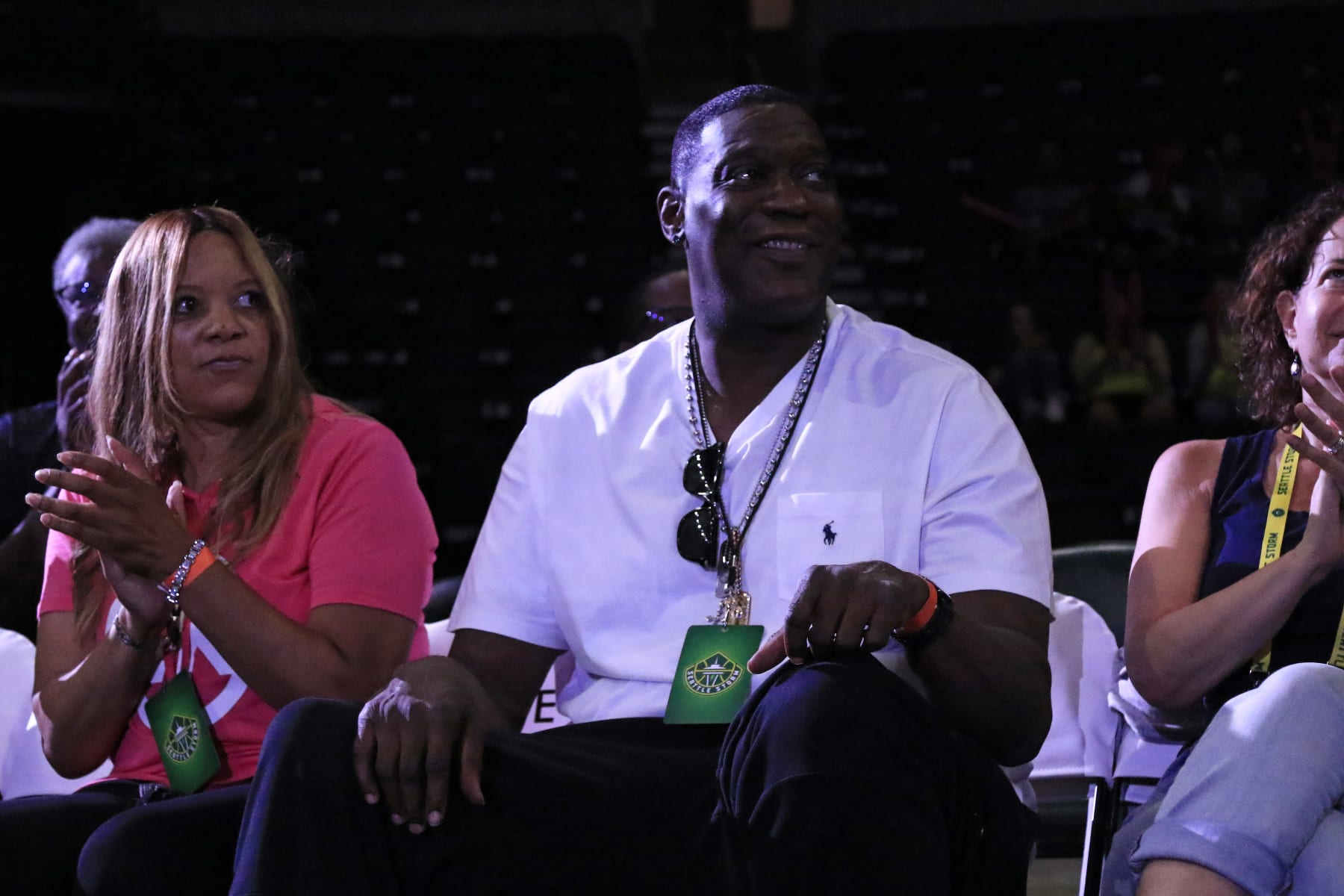 EVERETT, WA - JULY 11: Former NBA player, Shawn Kemp attends a game between the Phoenix Mercury and the Seattle Storm on July 11, 2021 at the Angel of the Winds Arena, in Everett, Washington. NOTE TO USER: User expressly acknowledges and agrees that, by downloading and or using this photograph, User is consenting to the terms and conditions of the Getty Images License Agreement. Mandatory Copyright Notice: Copyright 2019 NBAE (Photo by Josh Huston/NBAE via Getty Images)