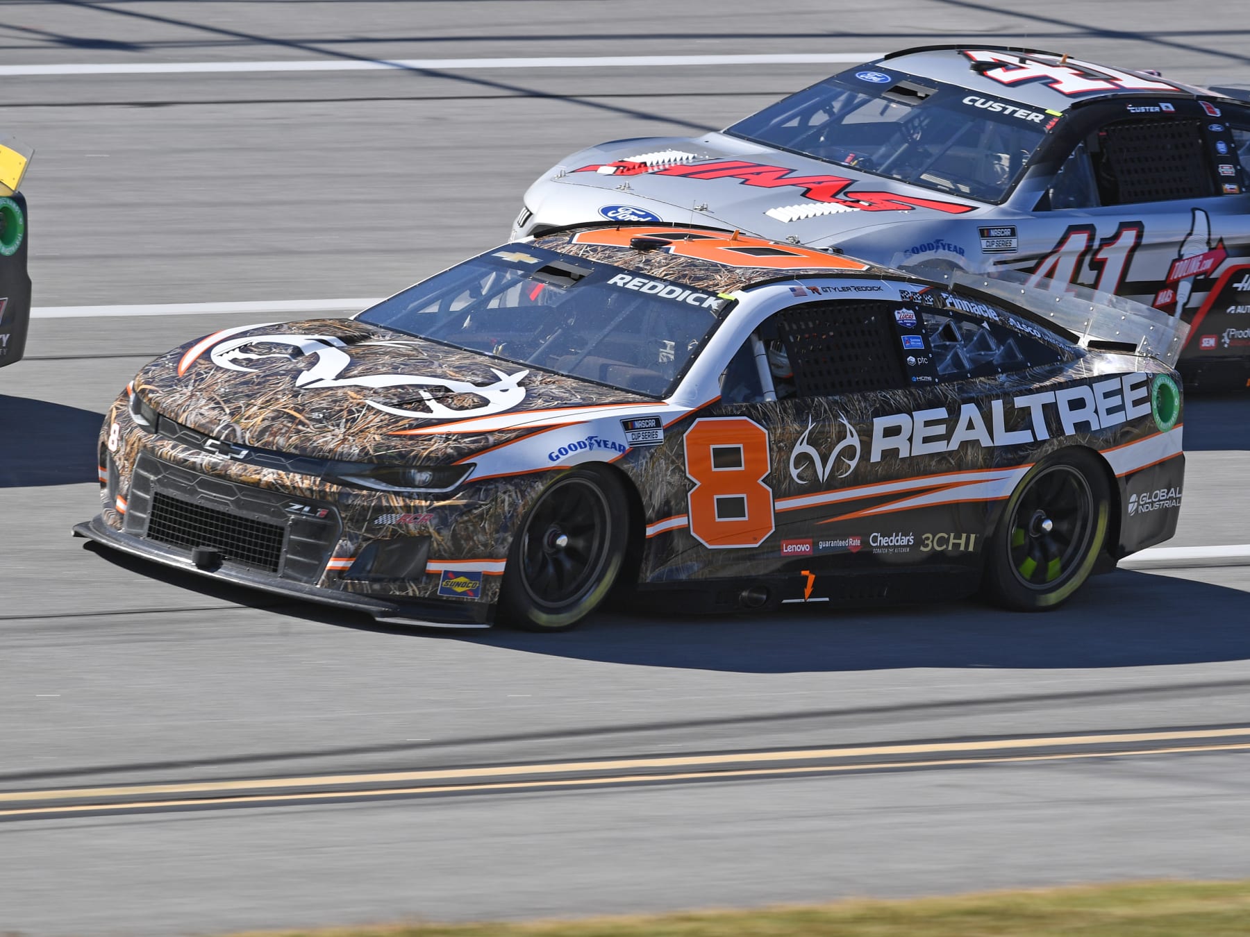 TALLADEGA, AL - OCTOBER 02: Tyler Reddick (#8 Richard Childress Racing REALTREE Chevrolet) races down the front stretch during the running of the NASCAR Cup Series YellaWood 500 on October 02, 2022, at Talladega Superspeedway in Talladega, AL. (Photo by Jeffrey Vest/Icon Sportswire via Getty Images)