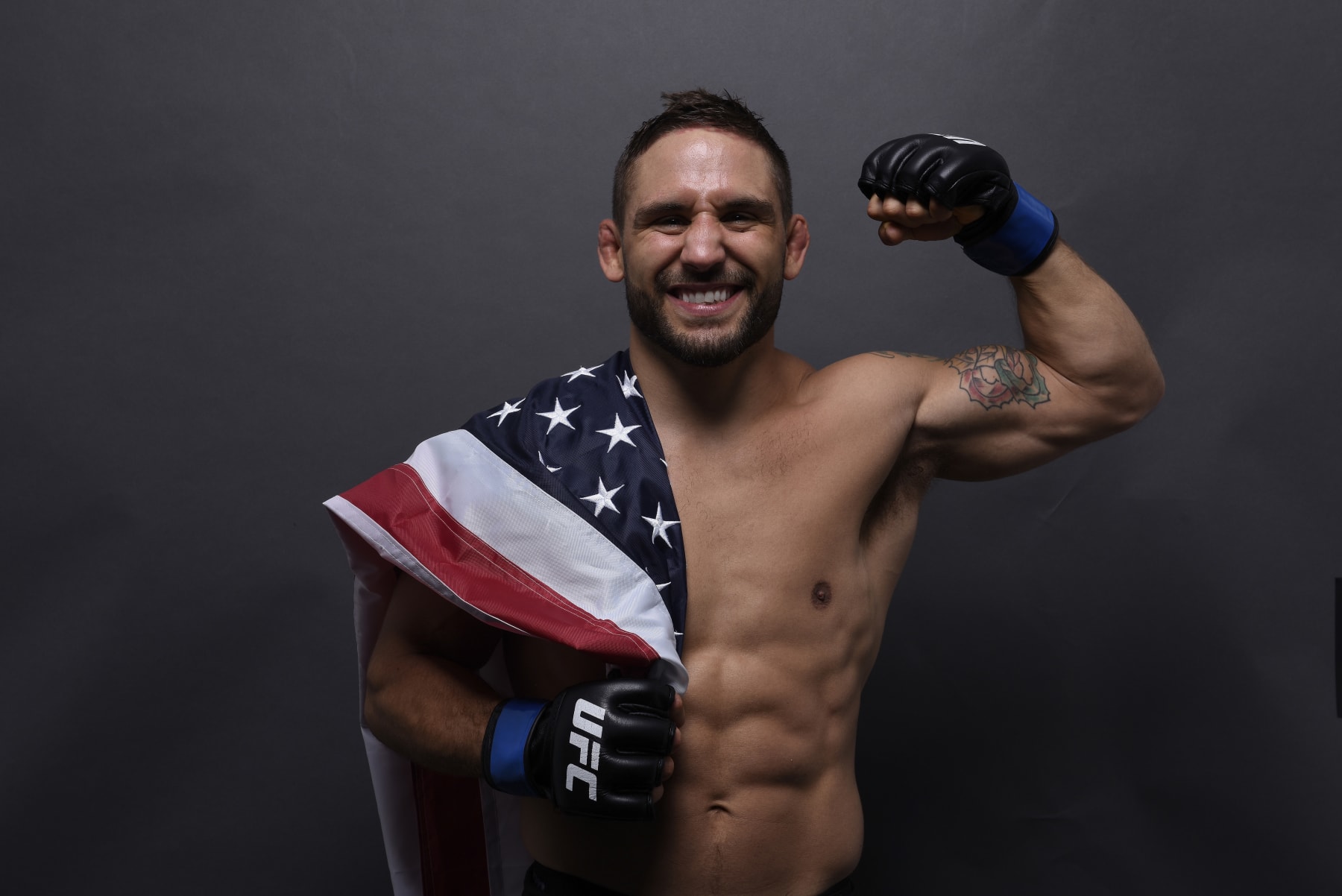 BOISE, ID - JULY 14:  Chad Mendes poses for a post fight portrait backstage during the UFC Fight Night event inside CenturyLink Arena on July 14, 2018 in Boise, Idaho. (Photo by Mike Roach/Zuffa LLC/Zuffa LLC via Getty Images)
