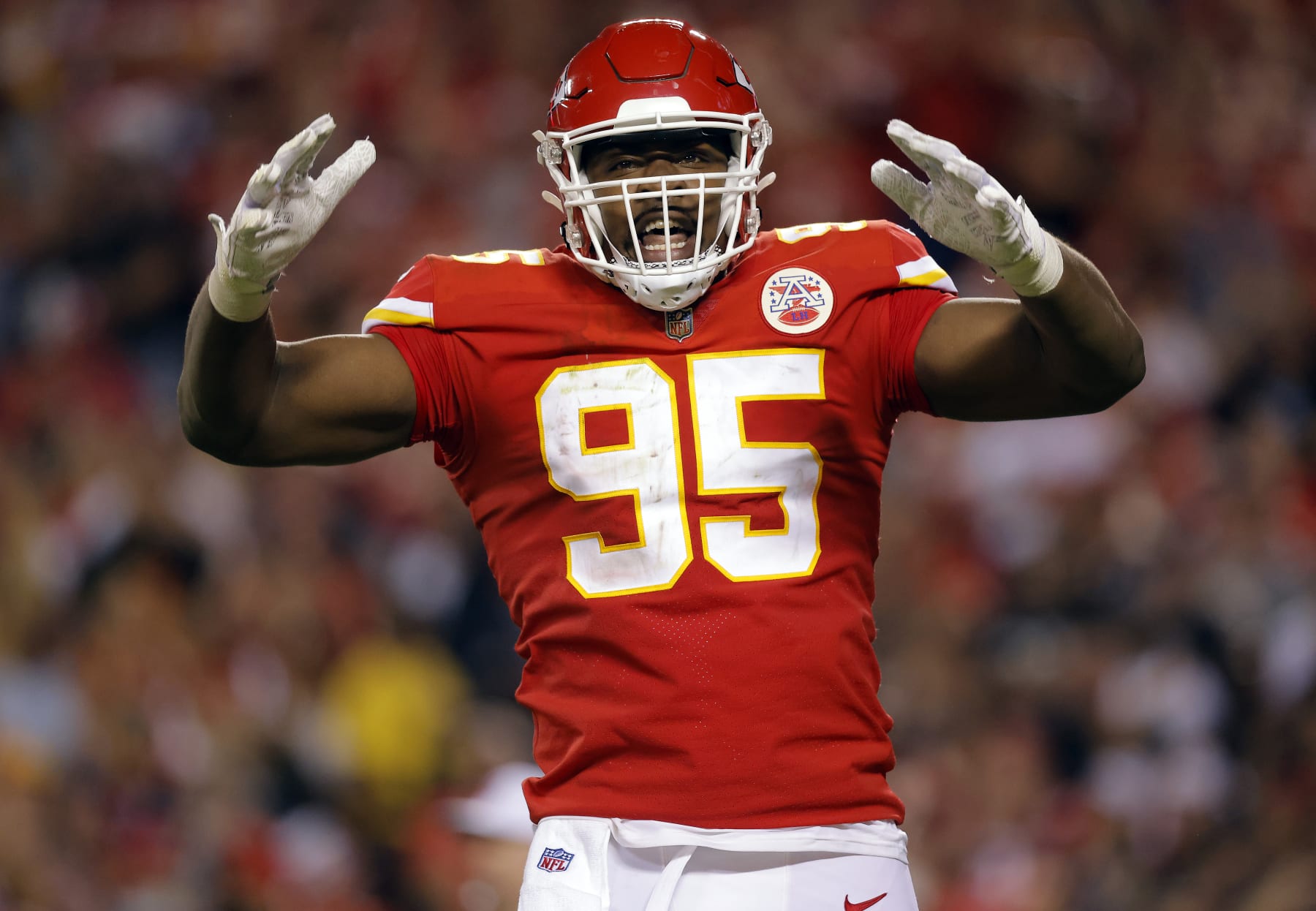 Kansas City Chiefs defensive tackle Chris Jones (95) against the Las Vegas  Raiders in an NFL