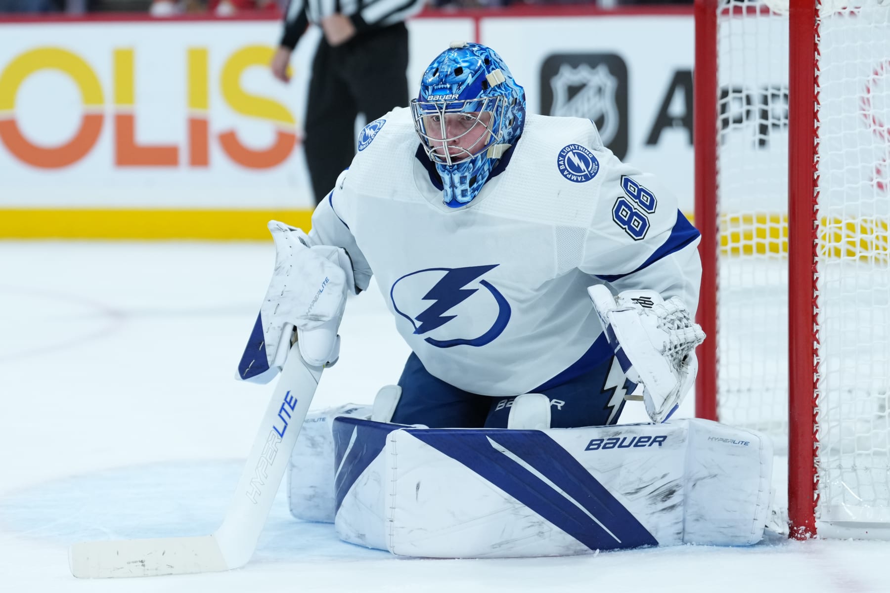 Andrei Vasilevskiy of the Tampa Bay Lightning and Ilya Sorokin of