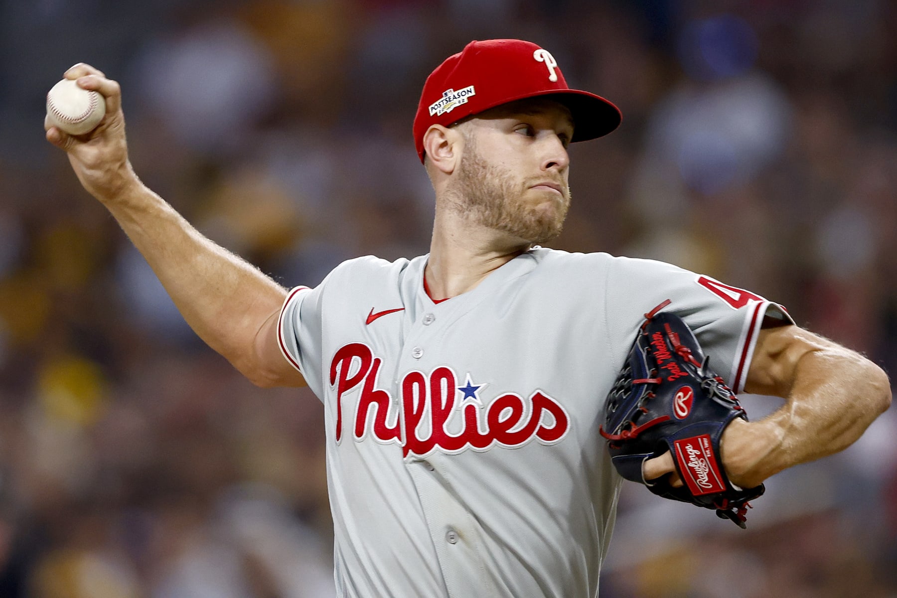 Philadelphia Phillies' Brandon Marsh talks with Alex Curry after the win