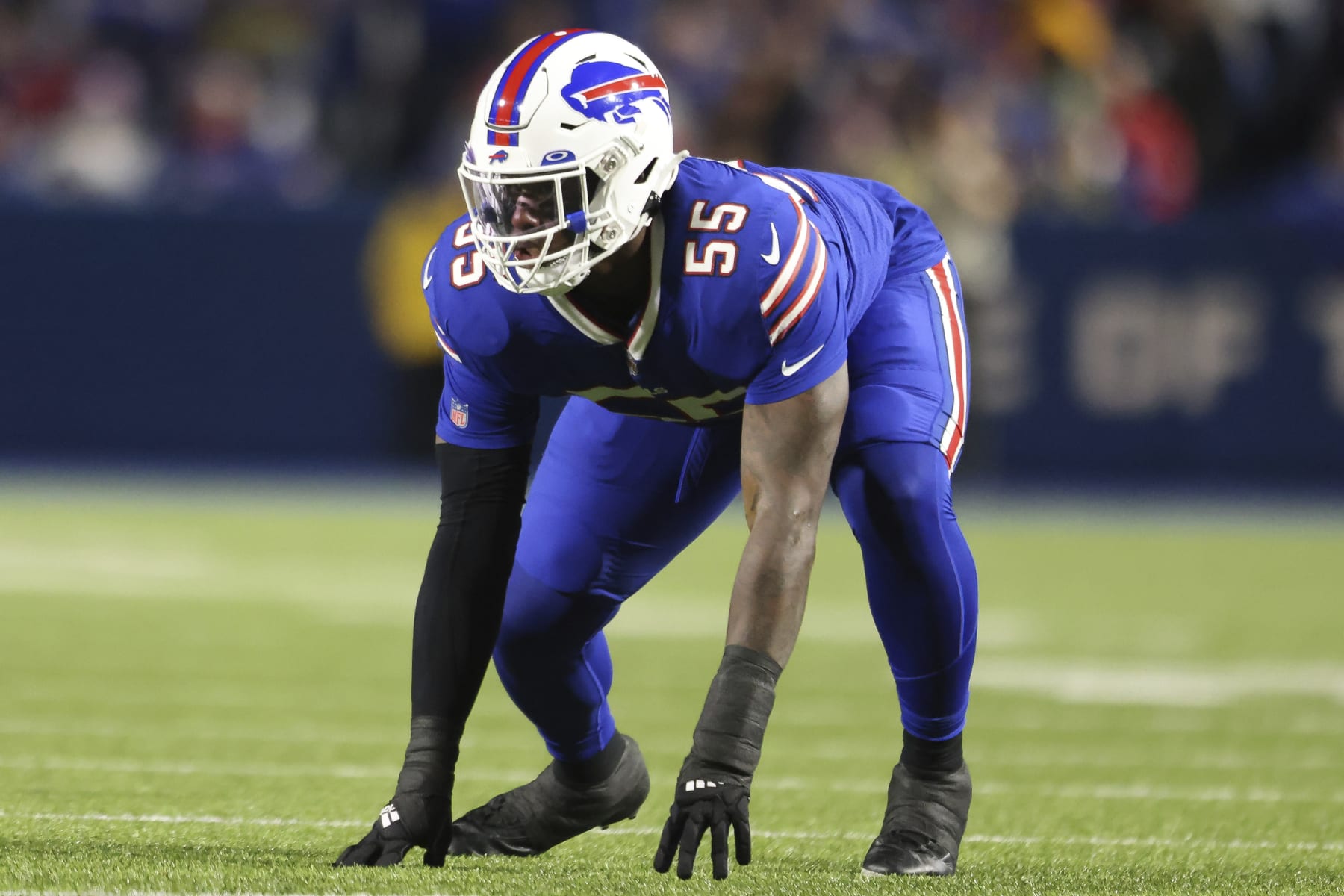 Detroit Lions wide receiver Amon-Ra St. Brown reacts after his 1-yard  reception for a touchdown during the first half of an NFL football game  against the Buffalo Bills, Thursday, Nov. 24, 2022