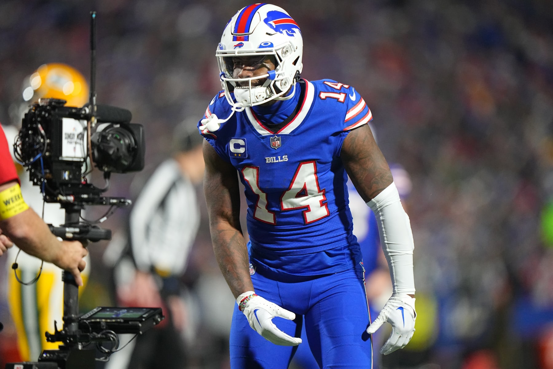 Buffalo Bills running back Raheem Blackshear (35) is tackled by Carolina  Panthers defensive end Darryl Johnson (