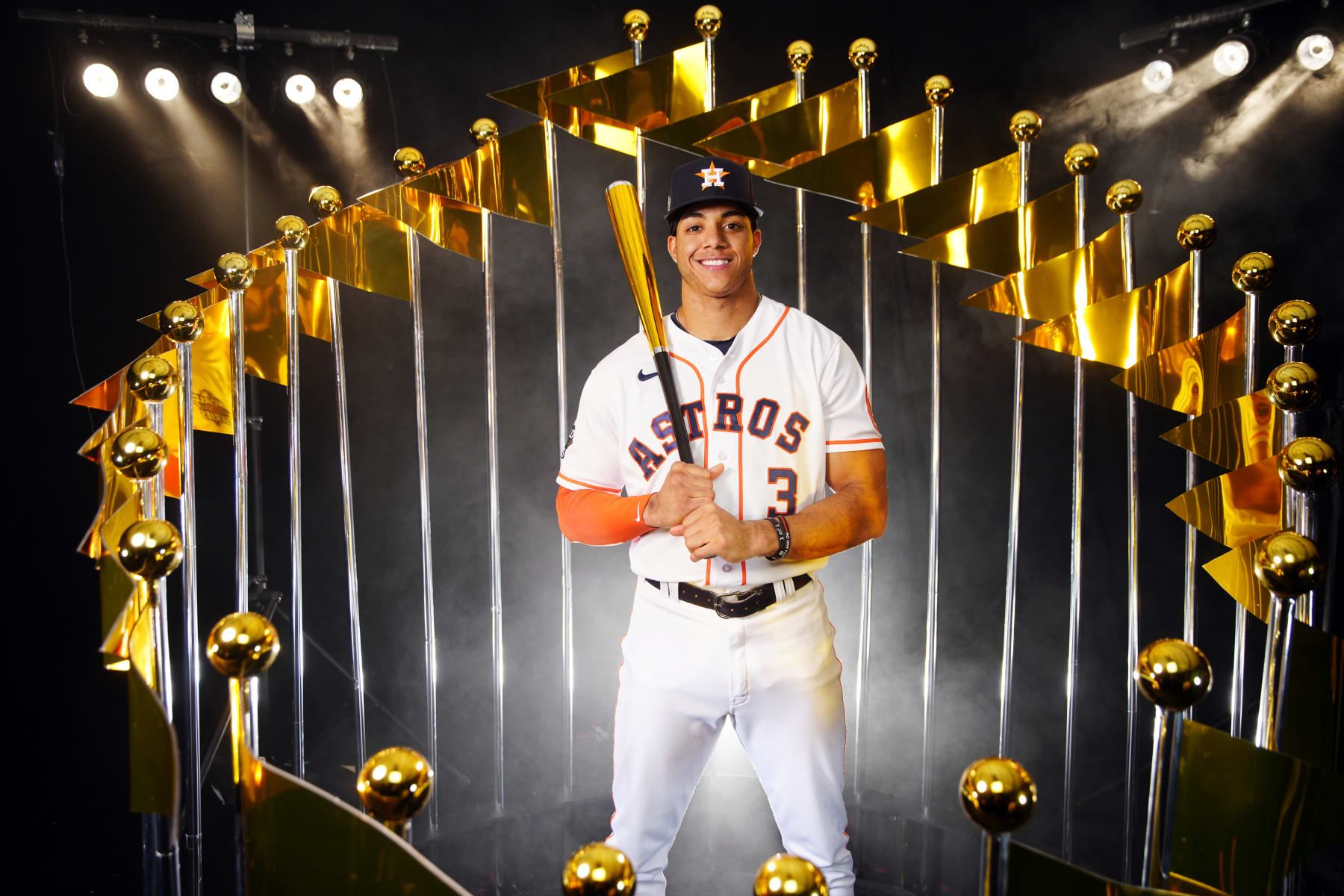 Houston, United States. 30th Sep, 2022. Houston Astros' Jeremy Pena  celebrates after hitting a triple off Tampa Bay Rays starting pitcher Drew  Rasmussen in the bottom of the second inning at Minute