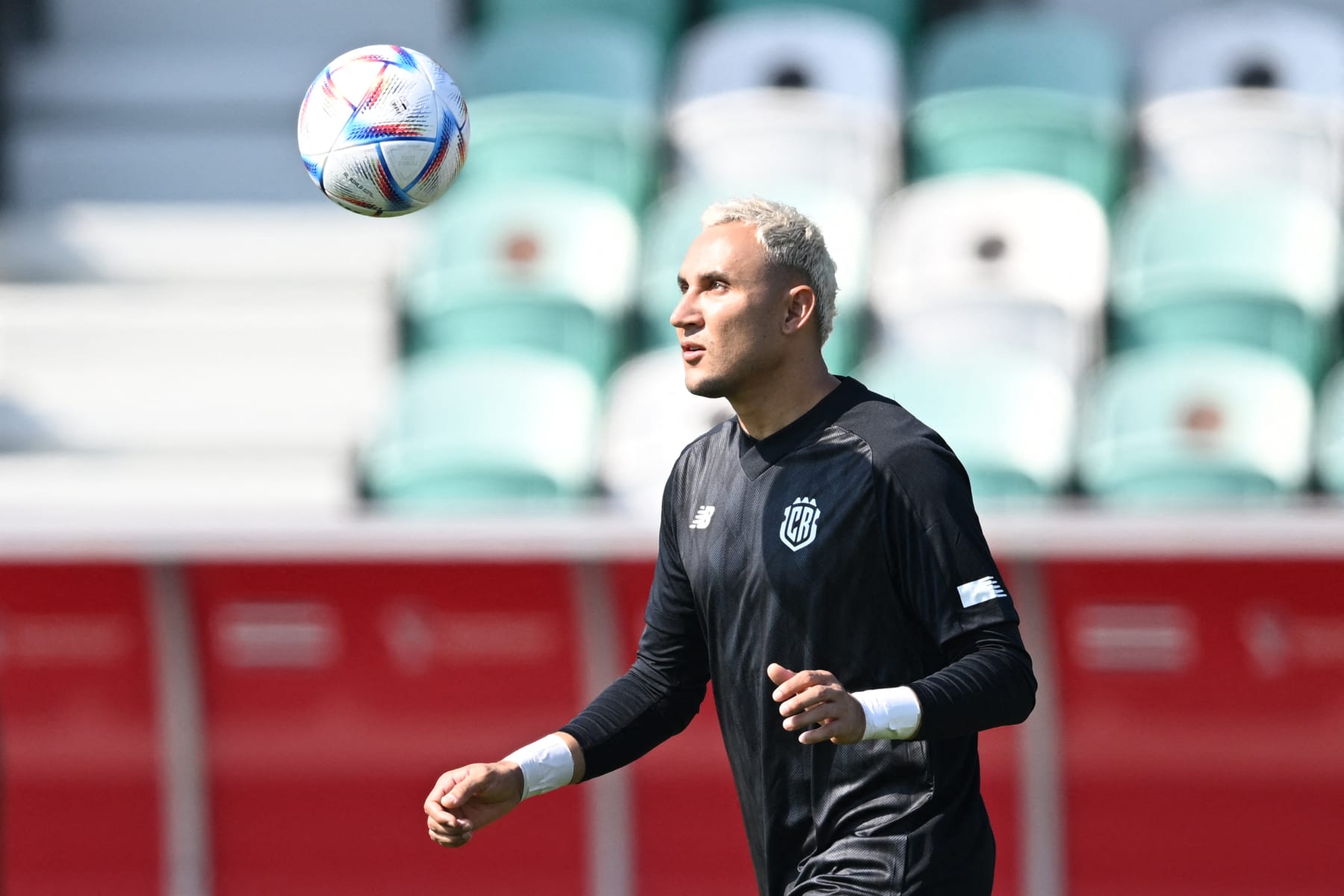 Costa Rica's goalkeeper Keylor Navas takes part in a training session at the Al Ahli SC Stadium in Doha on November 22, 2022, on the eve of the Qatar 2022 World Cup football tournament Group E match between Spain and Costa Rica. (Photo by Raul ARBOLEDA / AFP) (Photo by RAUL ARBOLEDA/AFP via Getty Images)