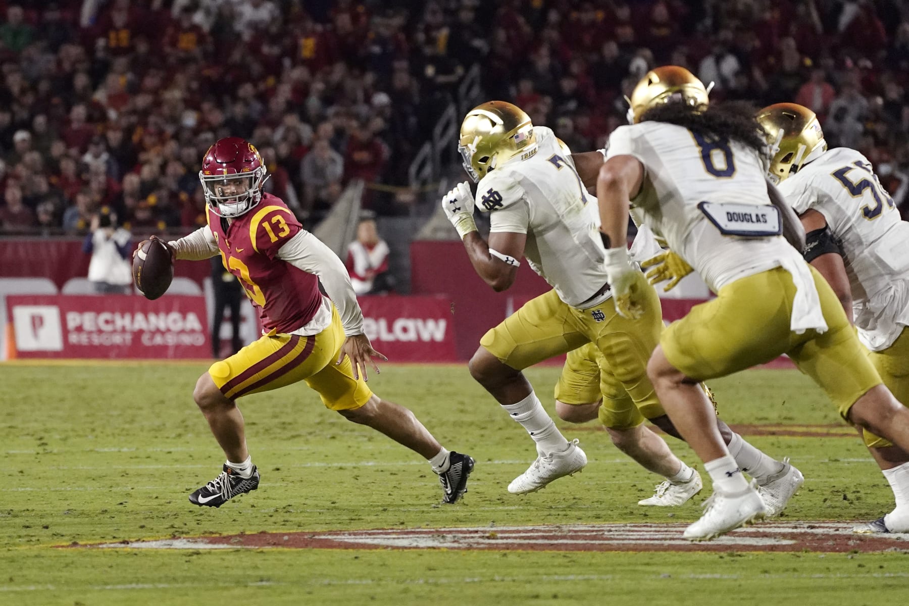 Caleb Williams tosses three picks as Notre Dame beats USC - Los